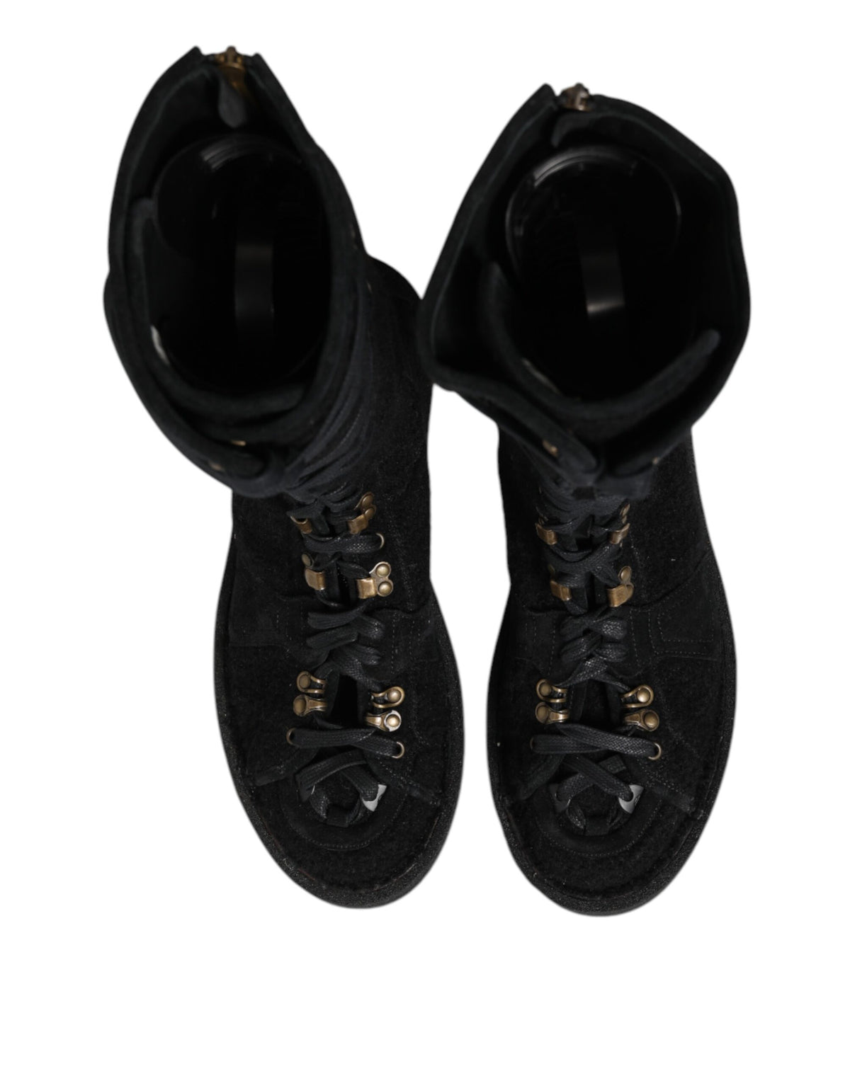 Dolce & Gabbana Schwarz Alpaka Wolle Wildleder Mid Calf Stiefel Schuhe