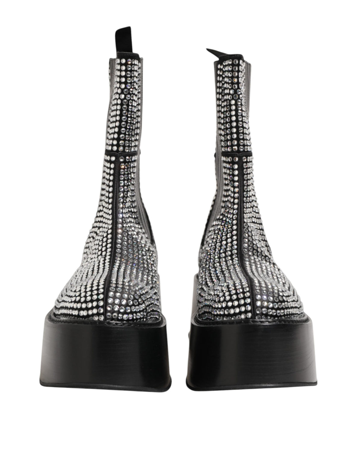 Dolce & Gabbana Schwarz Crystal Strass Mid Calf Kurze Stiefel Schuhe
