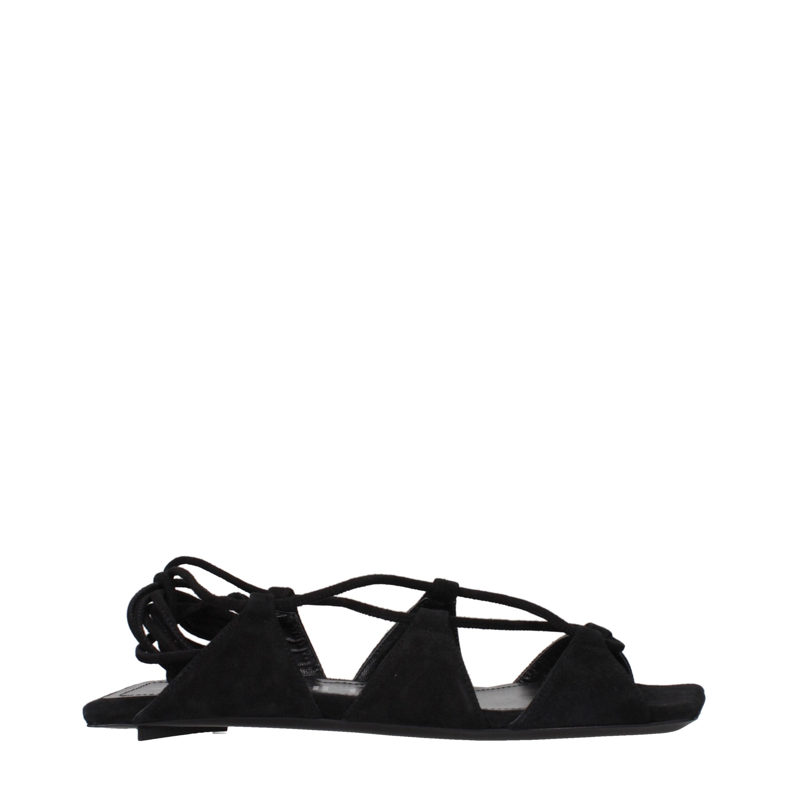 The Attico Schwarze flache Sandalen aus Leder