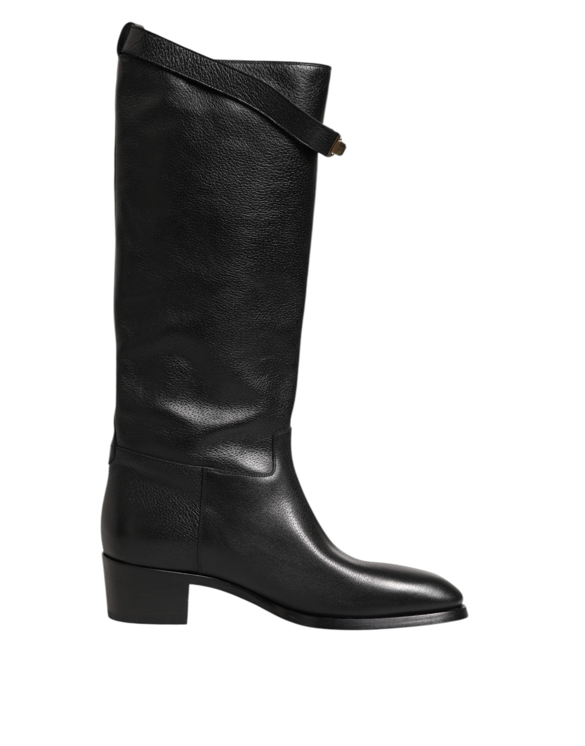 Dolce & Gabbana Schwarzes Logo Plaque Over The Calf Stiefel Schuhe