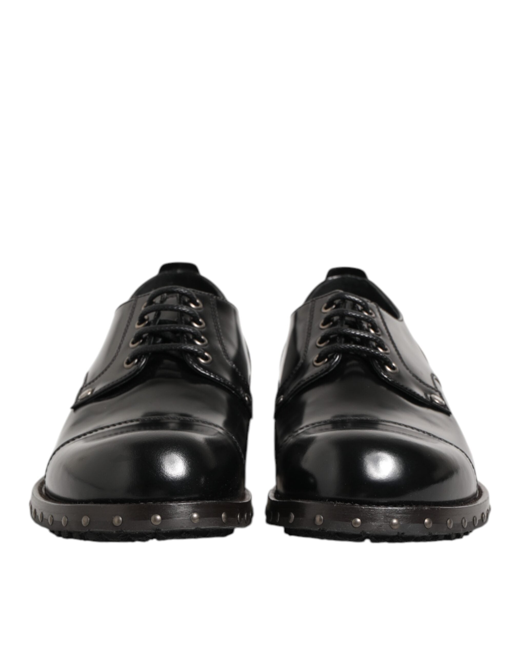 Dolce & Gabbana Schwarze, mit Nieten besetzte Lederschnürschuhe für Herren