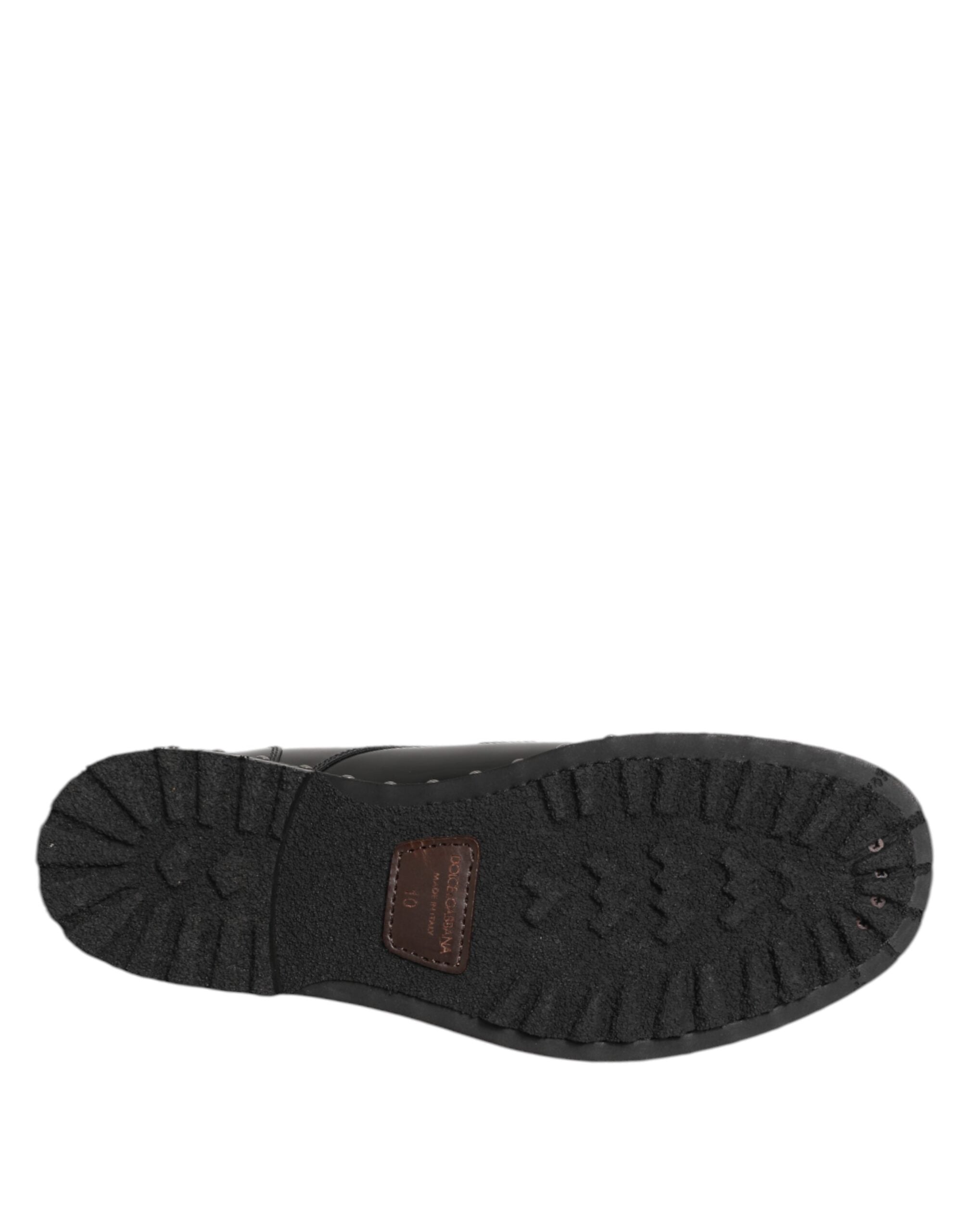 Dolce & Gabbana Schwarze, mit Nieten besetzte Lederschnürschuhe für Herren