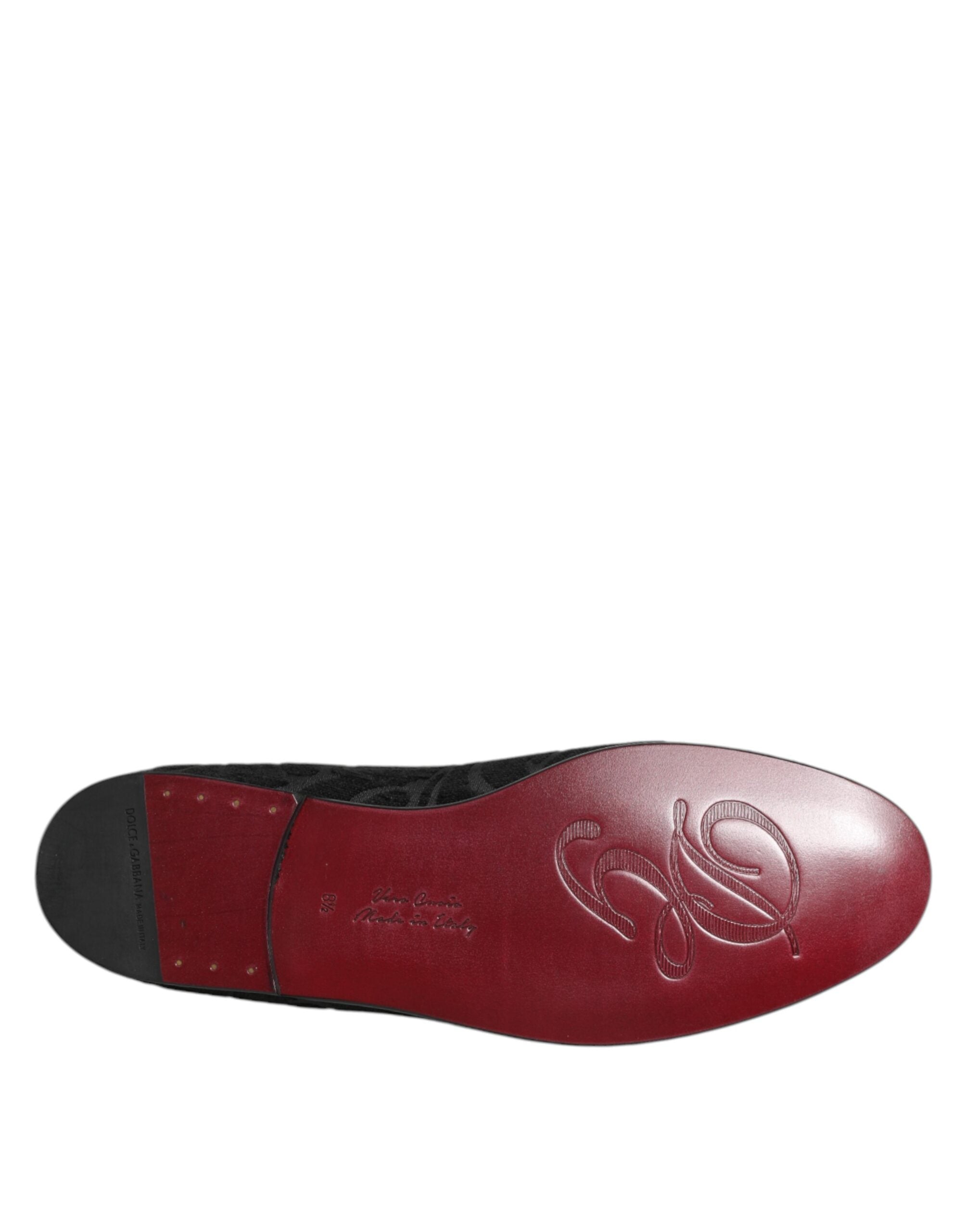 Dolce & Gabbana Schwarz Brokat Loafers Slip On Männer Kleid Schuhe