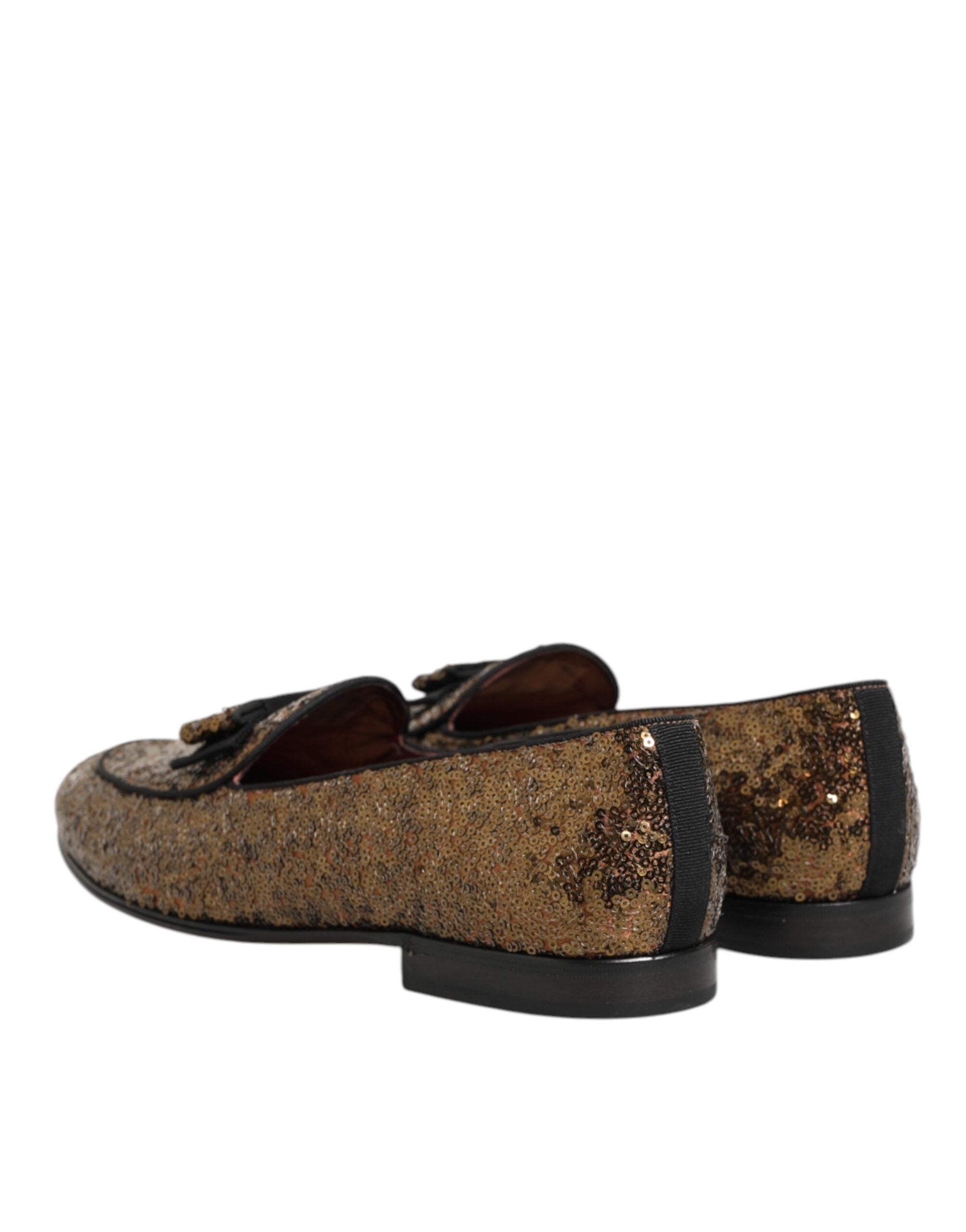 Dolce & Gabbana Gold Pailletten Slip On Loafers Männer Kleid Schuhe