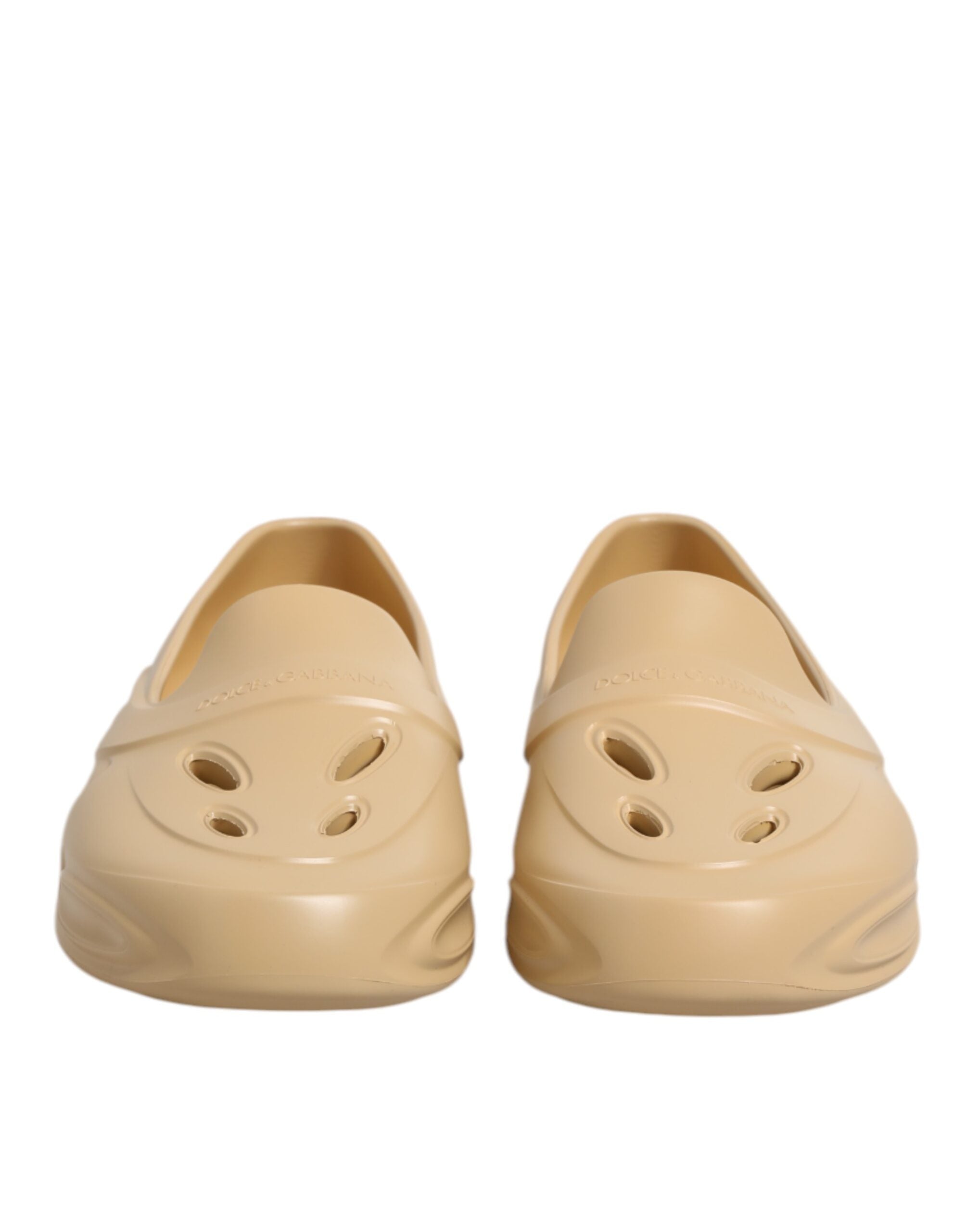 Dolce & Gabbana Beige Gummi Rutschen Low Top Turnschuhe Schuhe