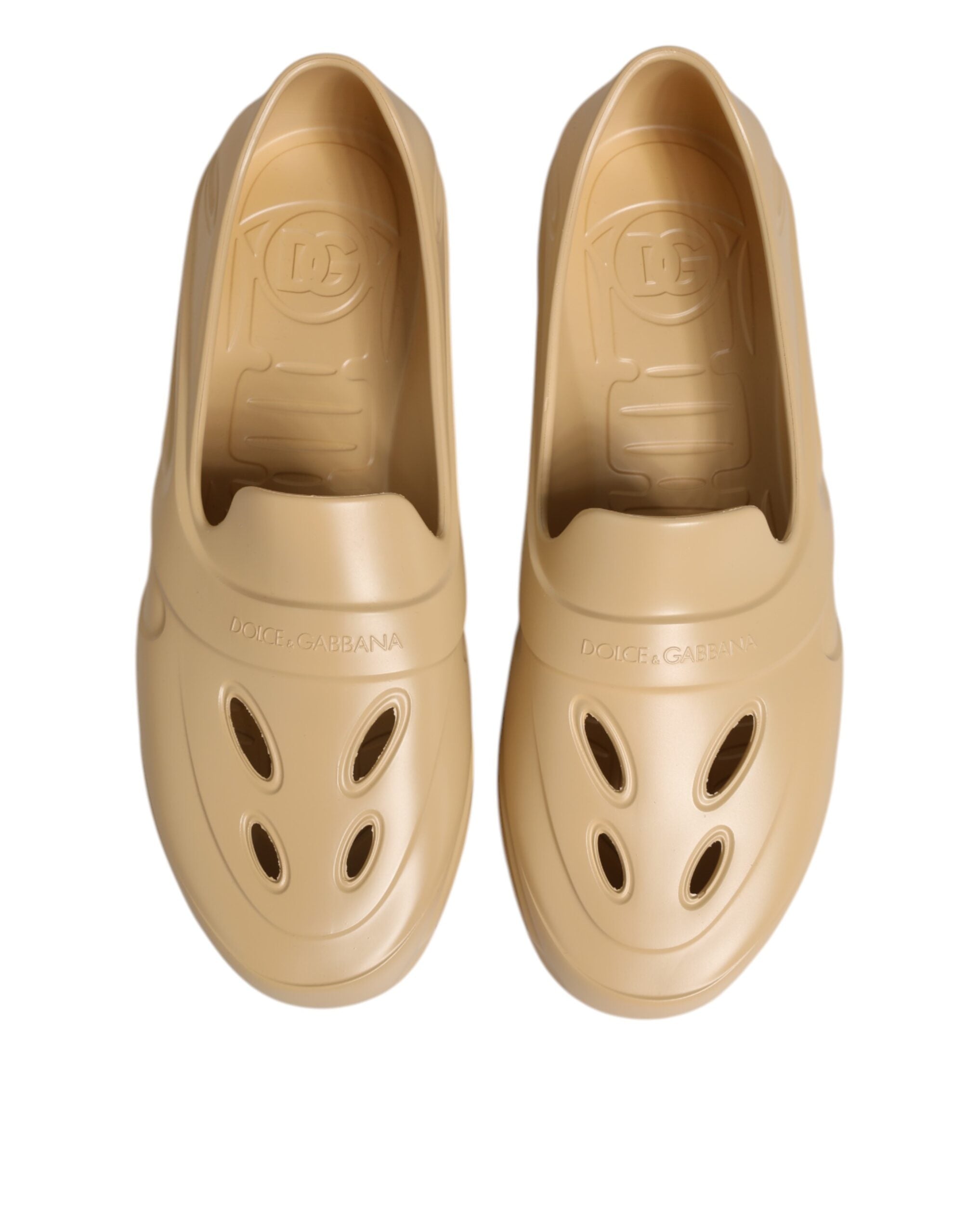 Dolce & Gabbana Beige Gummi Rutschen Low Top Turnschuhe Schuhe