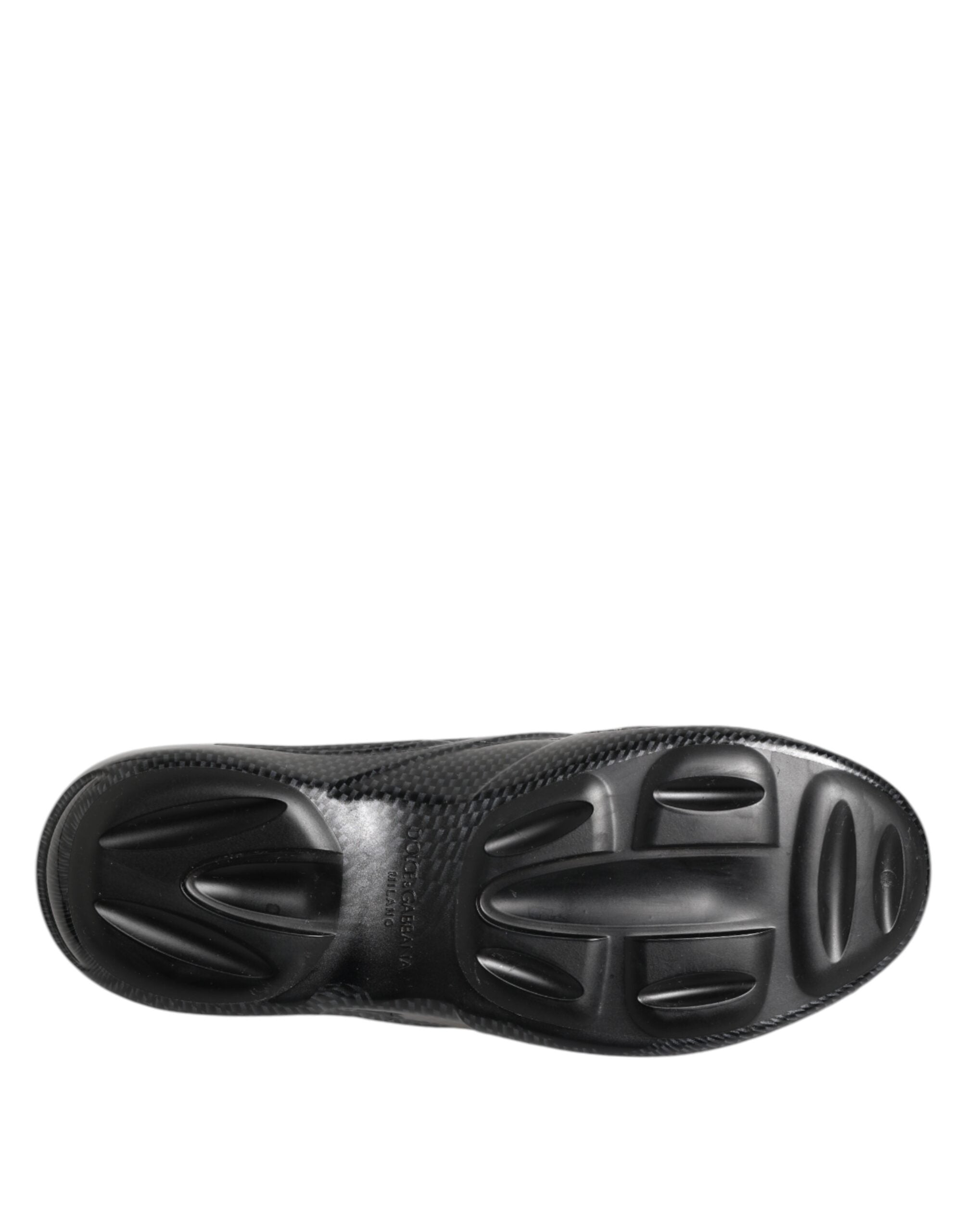 Dolce & Gabbana Schwarzer Gummi Rutschen Low Top Sneakers Schuhe