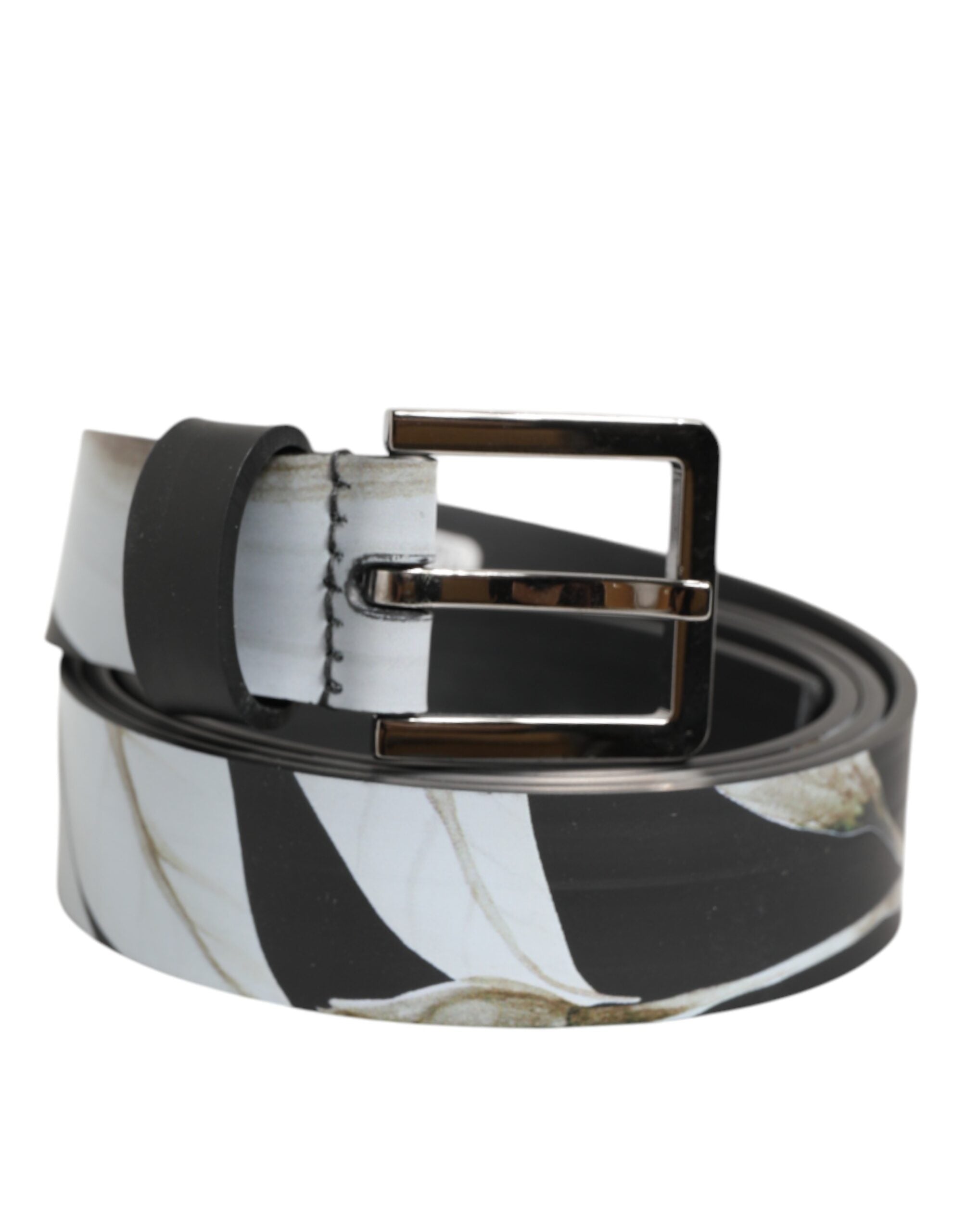 Dolce & Gabbana Multicolor PVC Floral Silber Schnalle Männer Gürtel