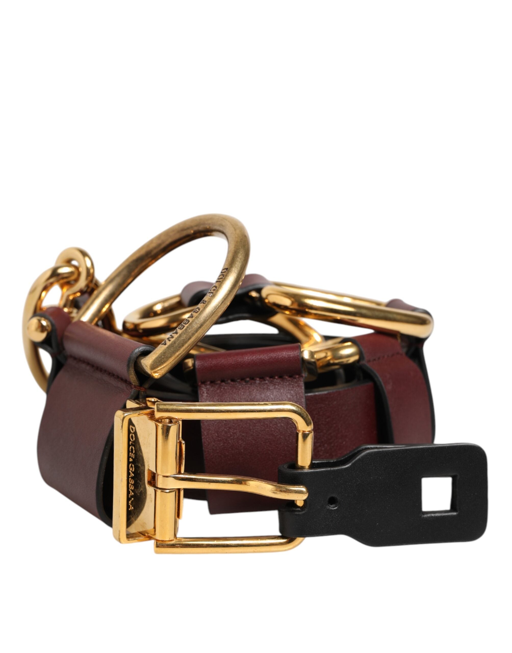 Dolce & Gabbana Brauner Schlüsselring Clip Befestigungen Schnalle Gürtel