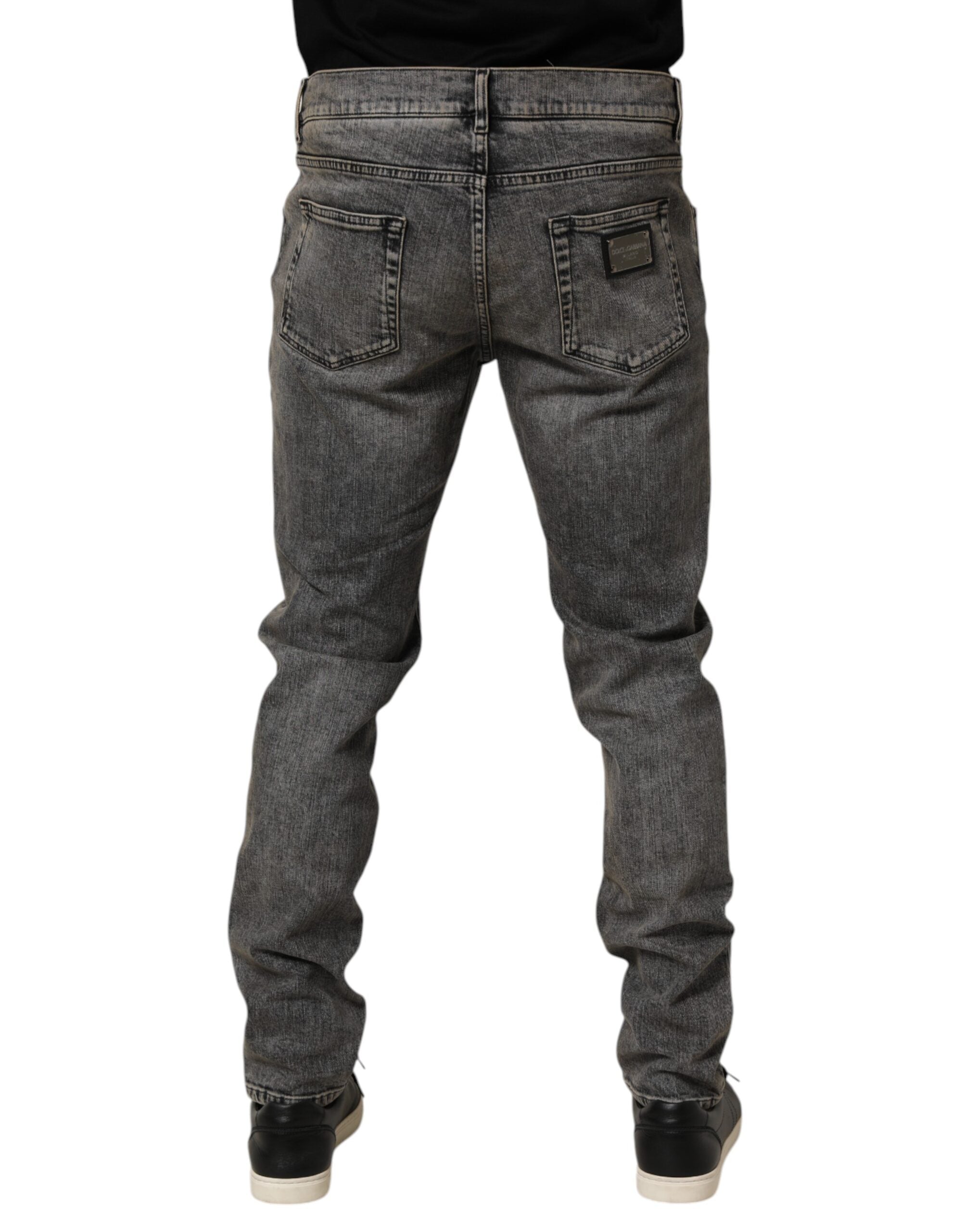 Dolce & Gabbana Graue Baumwolle Stretch Slim Fit Herren Denim Jeans