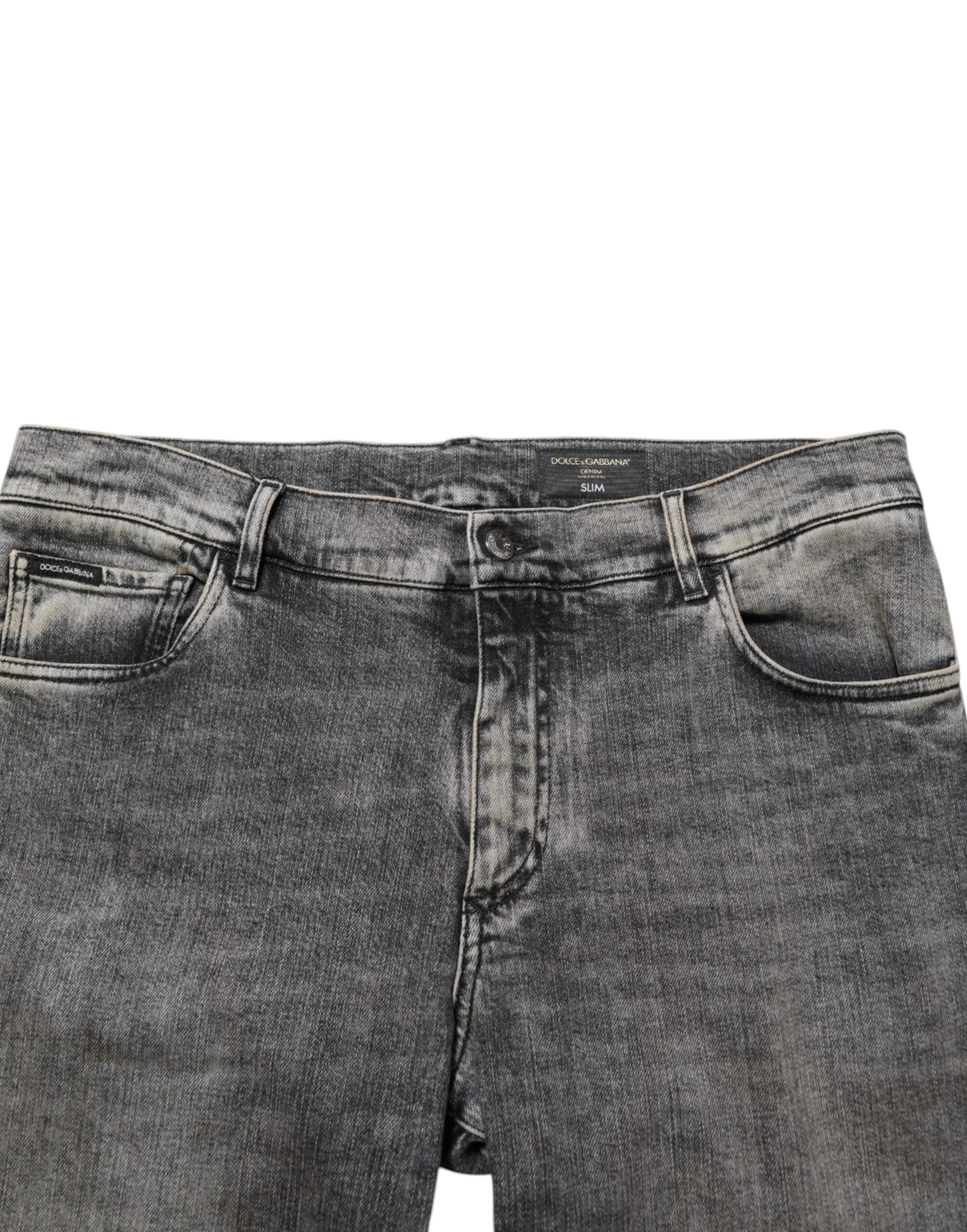 Dolce & Gabbana Graue Baumwolle Stretch Slim Fit Herren Denim Jeans