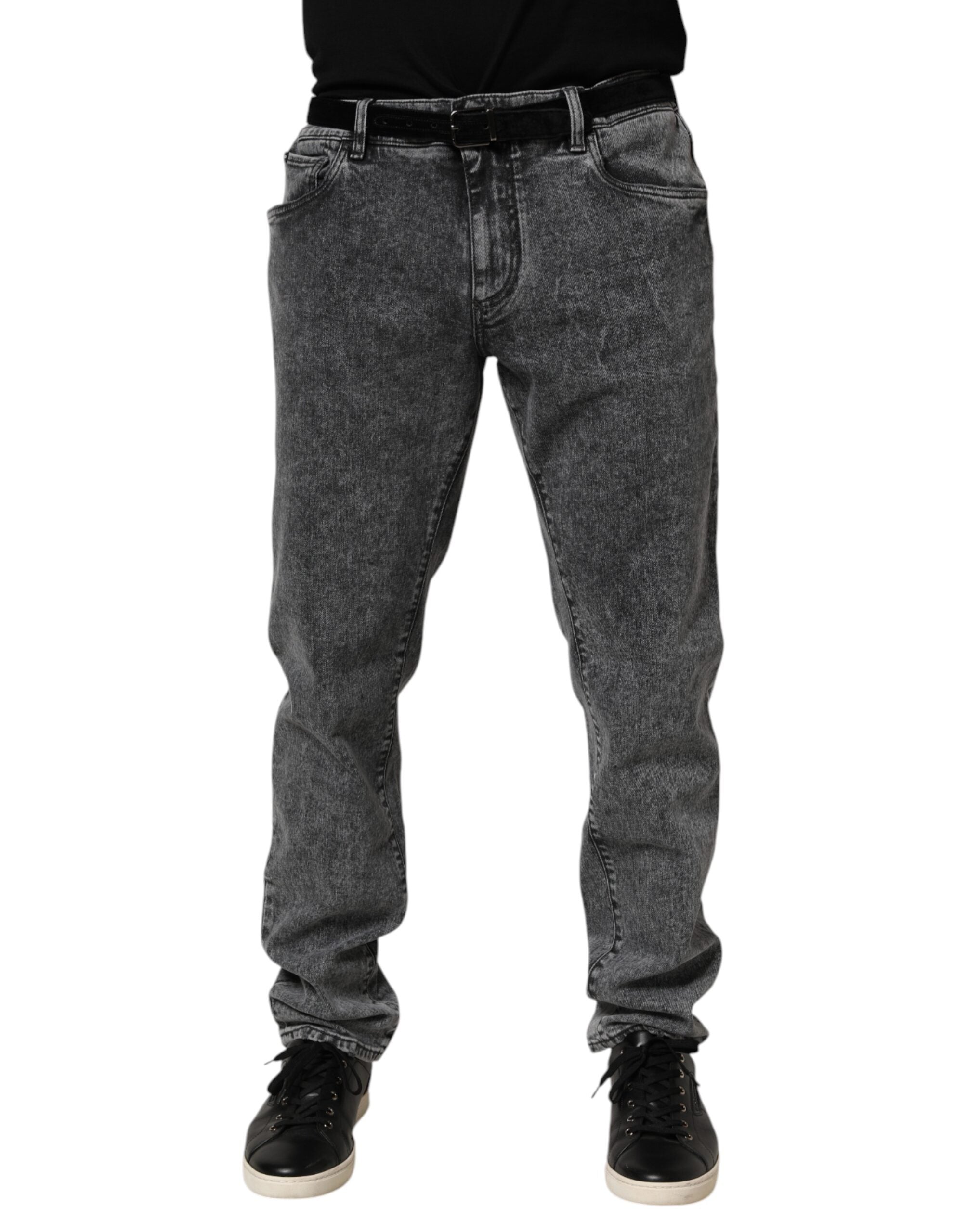 Dolce & Gabbana Graue Slim Fit Denim-Hosenjeans aus Baumwolle