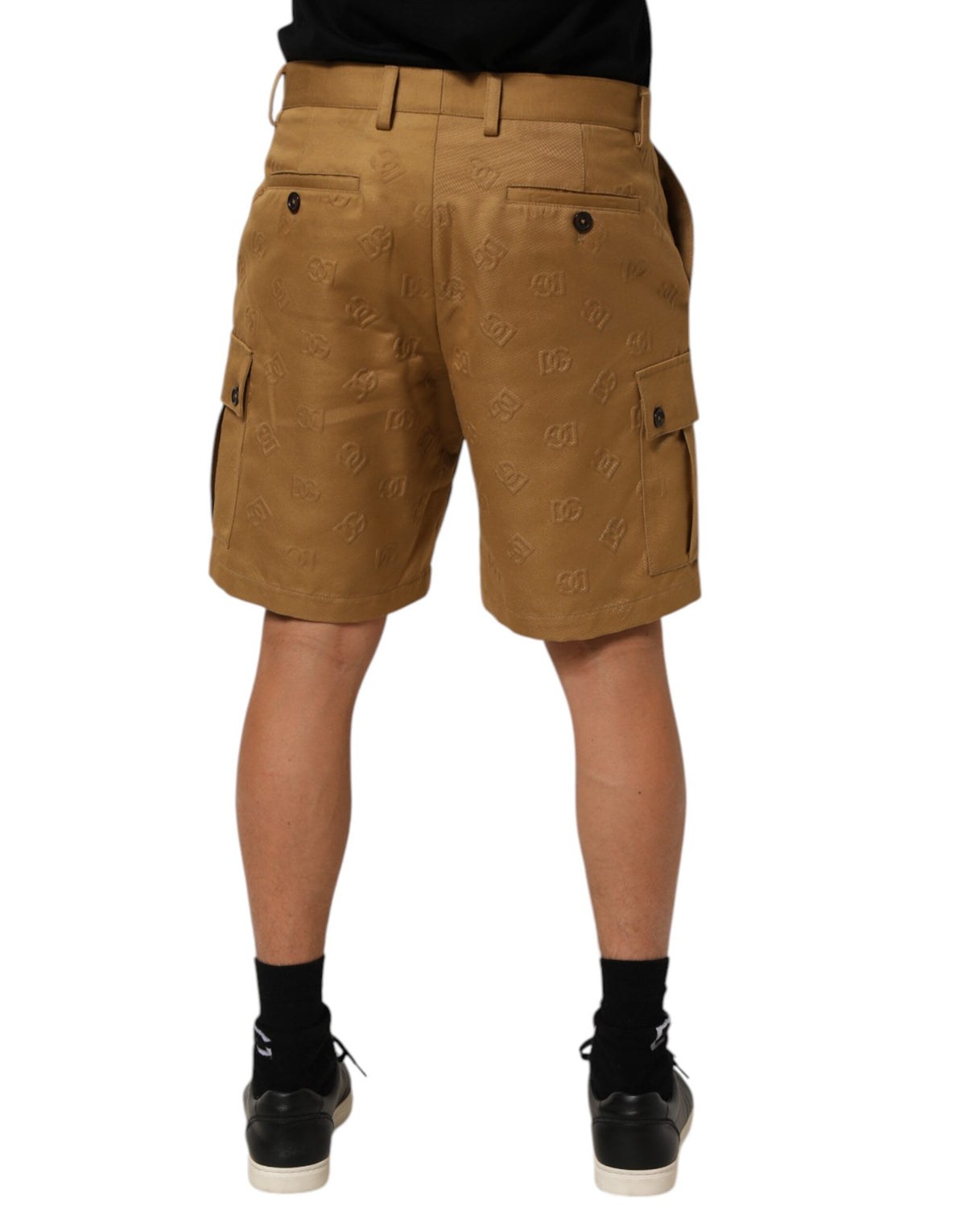 Dolce & Gabbana Braune Cargo-Bermudashorts aus Baumwoll-Stretch mit Logo