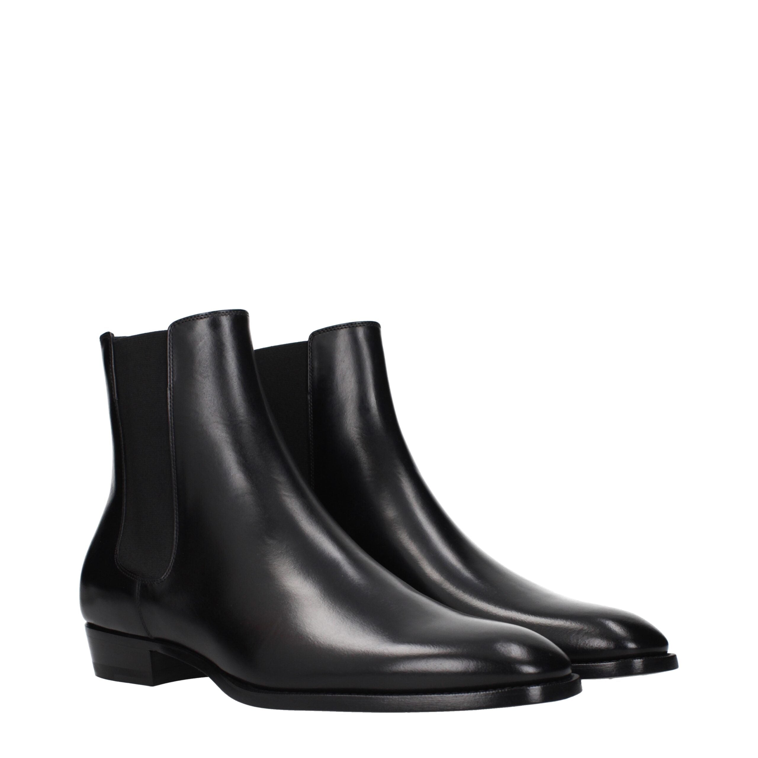 Celine Schwarze Leder-Stiefeletten