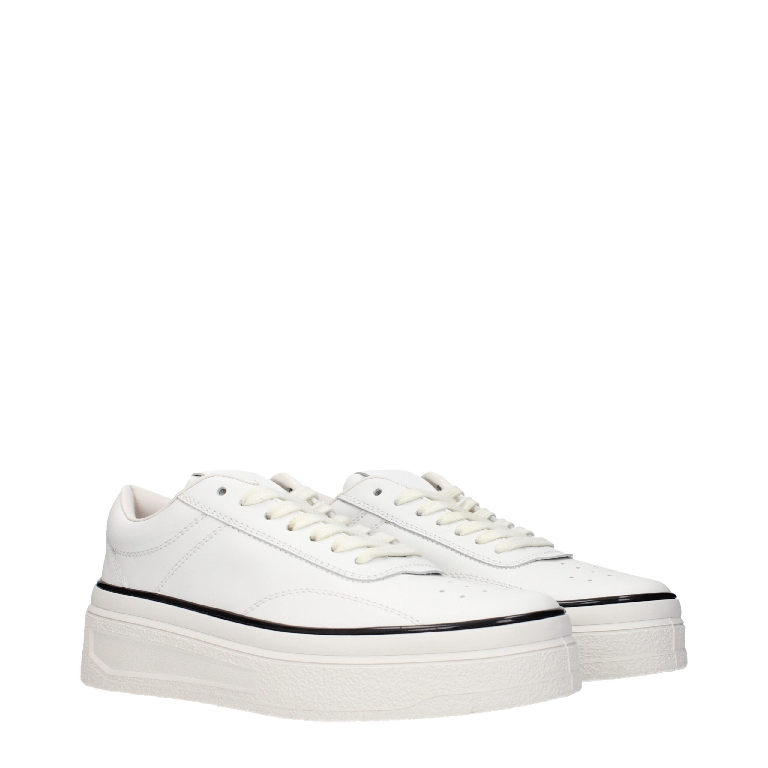 Jil Sander Weiße Leder Plateau-Sneaker