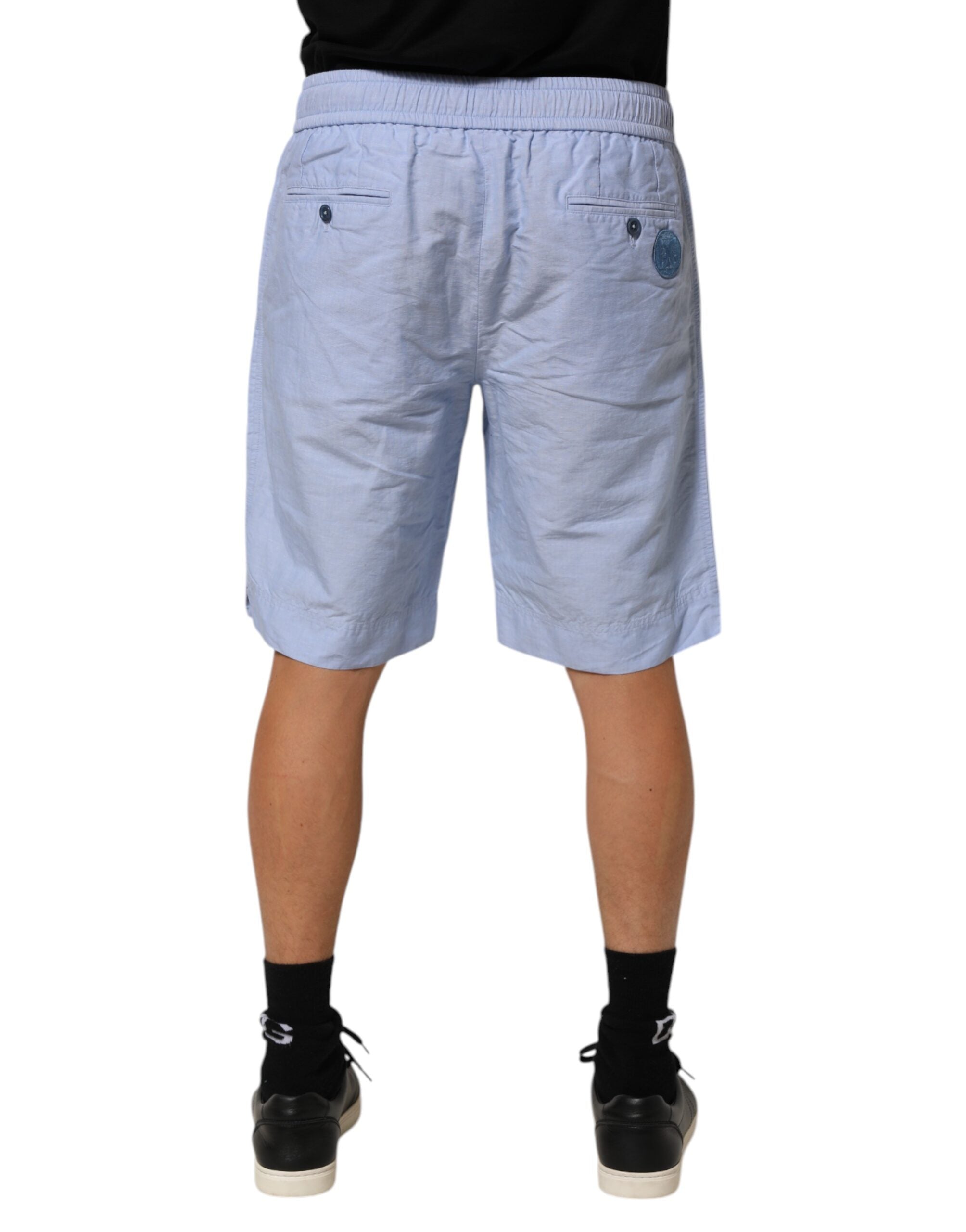Dolce & Gabbana Hellblaue Leinen Bermudashorts für Männer mit mittlerer Taille