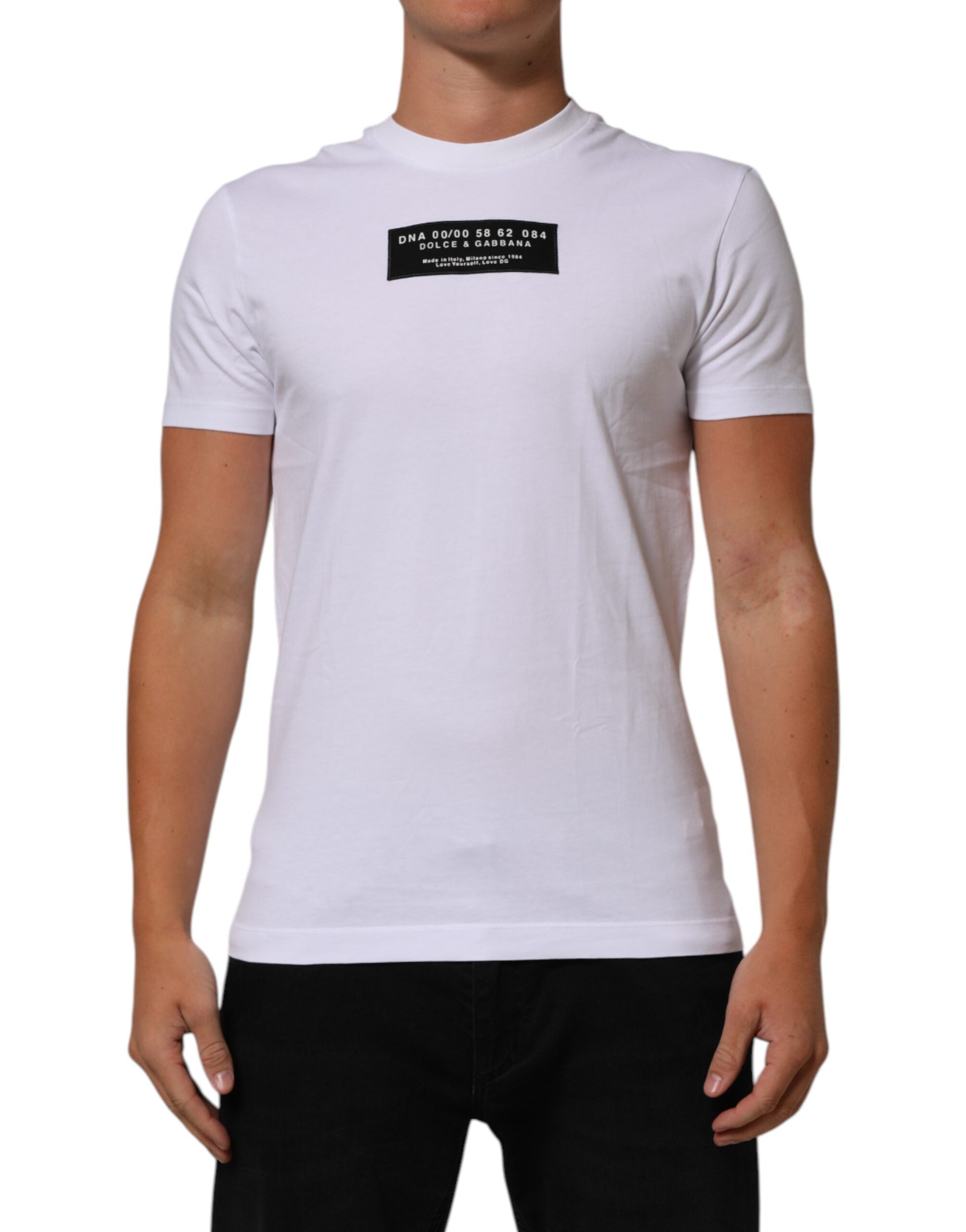 Dolce & Gabbana Weißes T-Shirt mit Rundhalsausschnitt und Logodruck aus Baumwolle für Männer