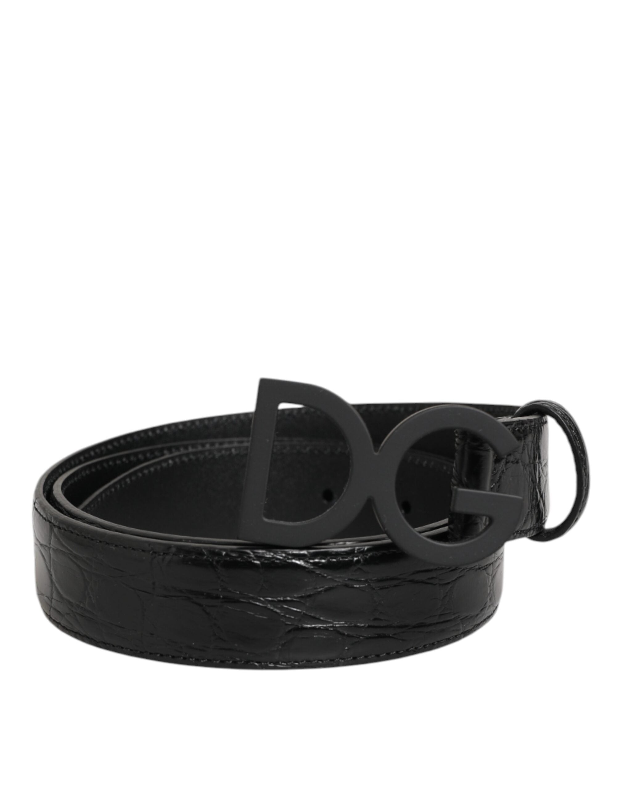 Dolce & Gabbana Schwarzer Exotenleder-Gürtel mit Metall-Logo-Schnalle