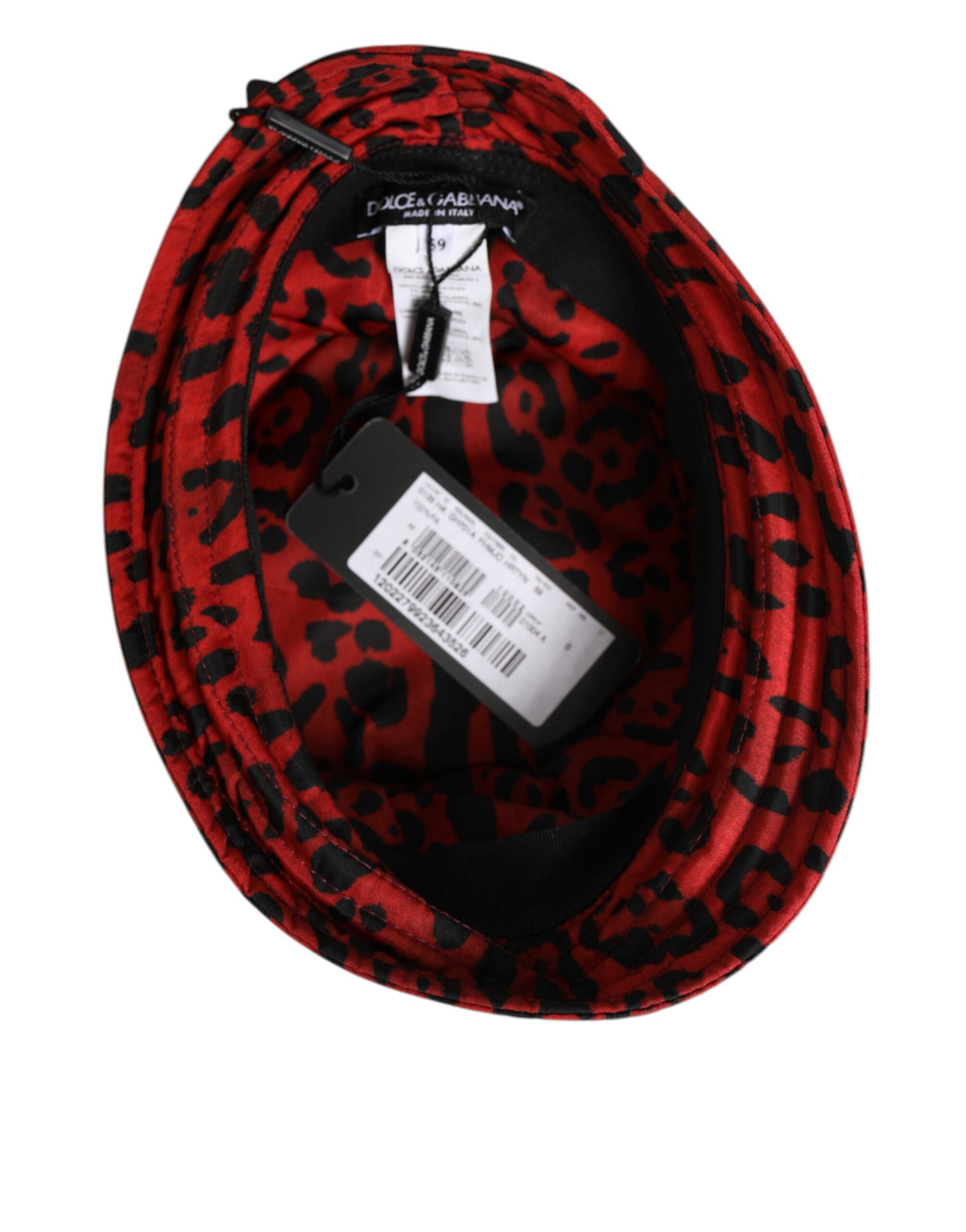 Dolce & Gabbana Rot Schwarz Nylon Leopard Print Eimer Männer Kappe Hut