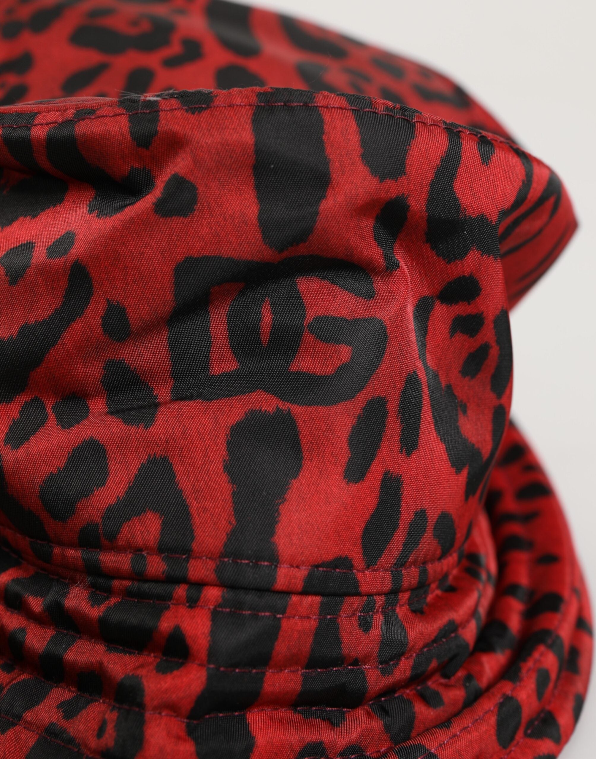 Dolce & Gabbana Rot Schwarz Nylon Leopard Print Eimer Männer Kappe Hut