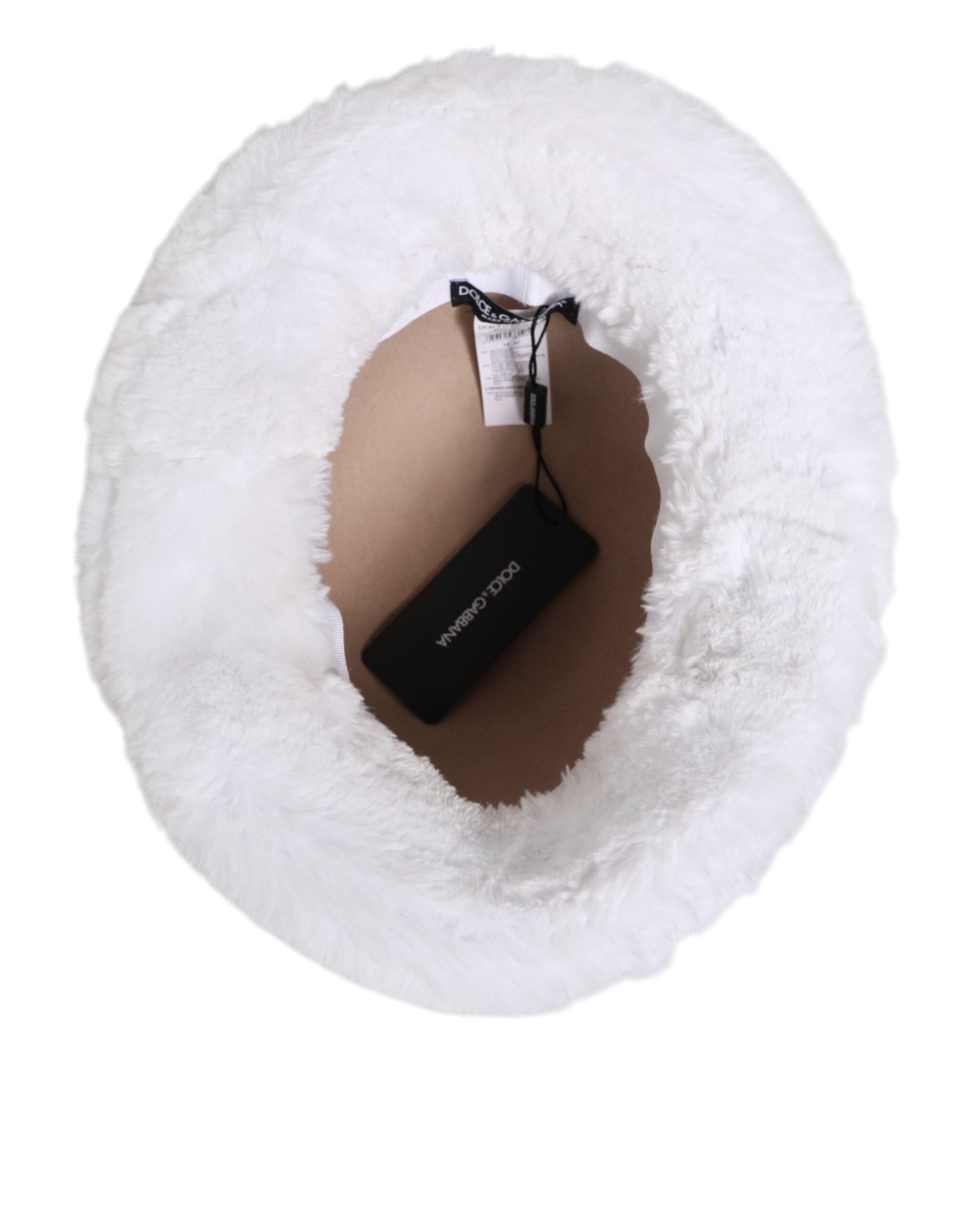 Dolce & Gabbana Weiß Modacryl Pelz Eimer Männer Capello Hut