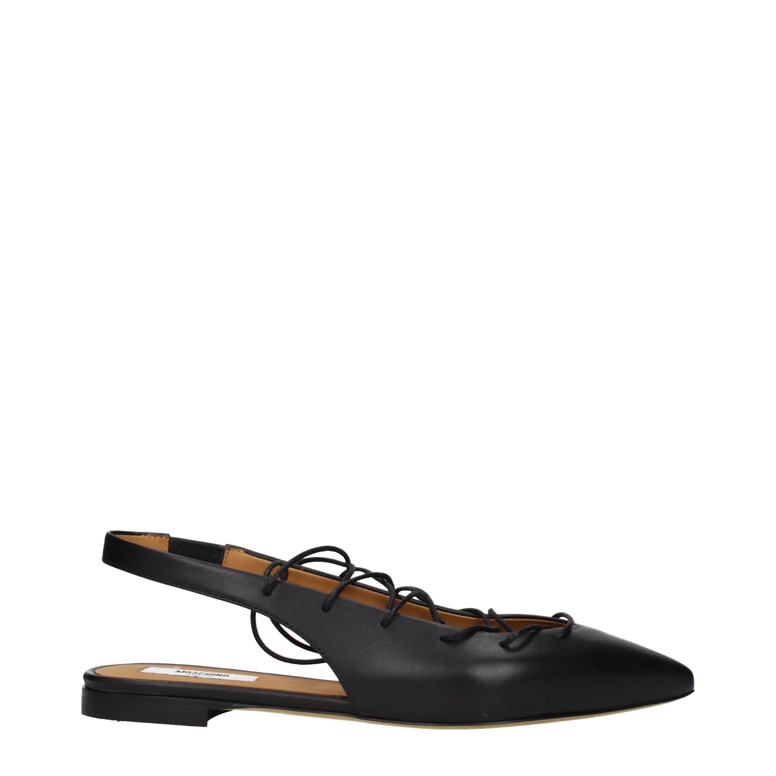 Moschino Schwarze Leder-Ballerinas