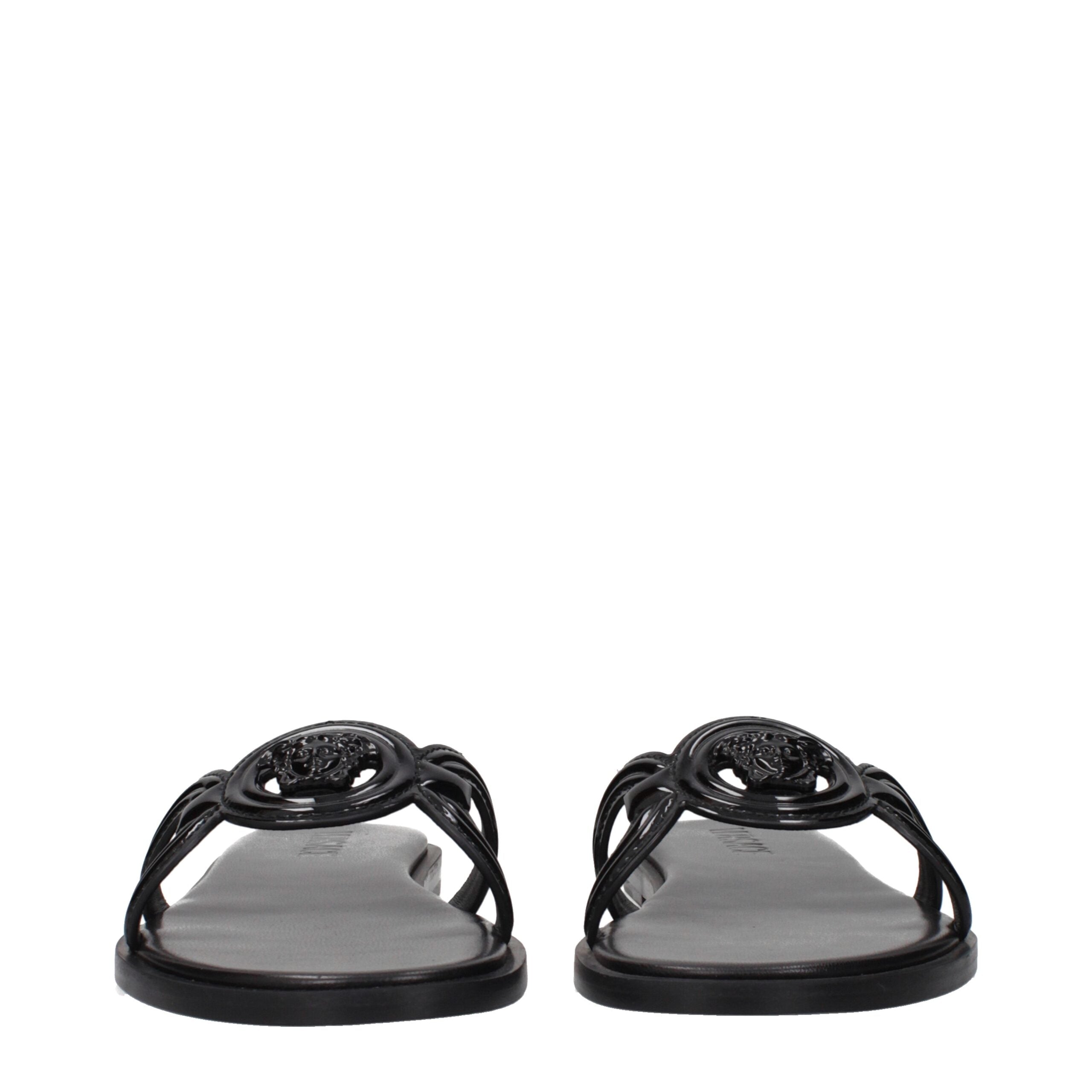 Versace Schwarze Leder-Slipper