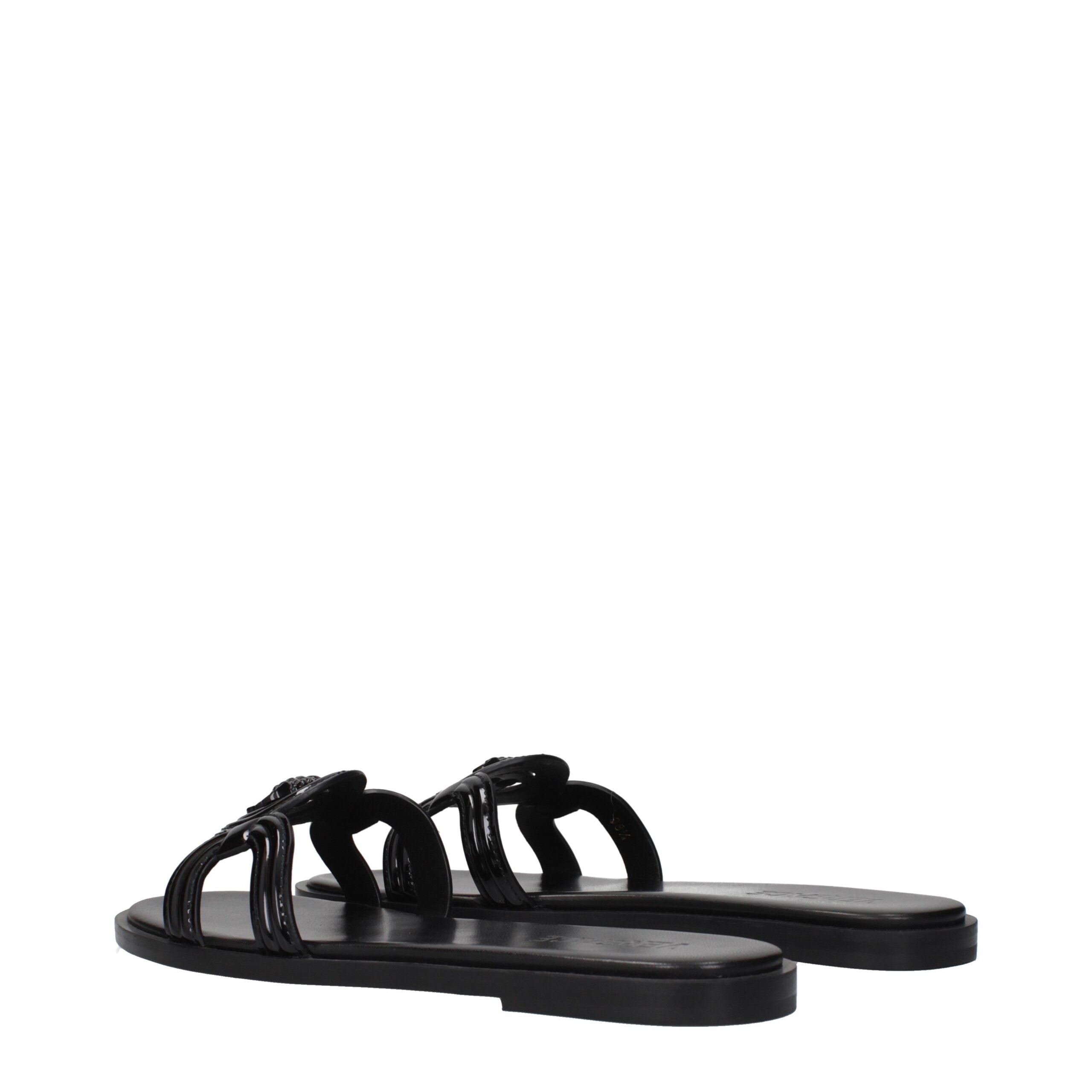 Versace Schwarze Leder-Slipper