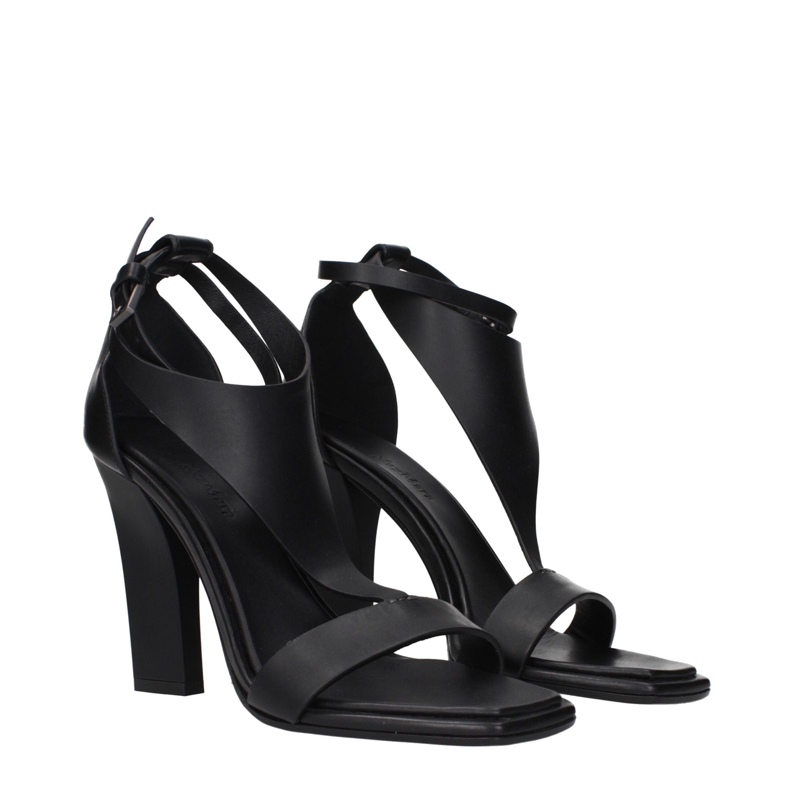 Max Mara Schwarze Leder-Stiletto-Sandalen