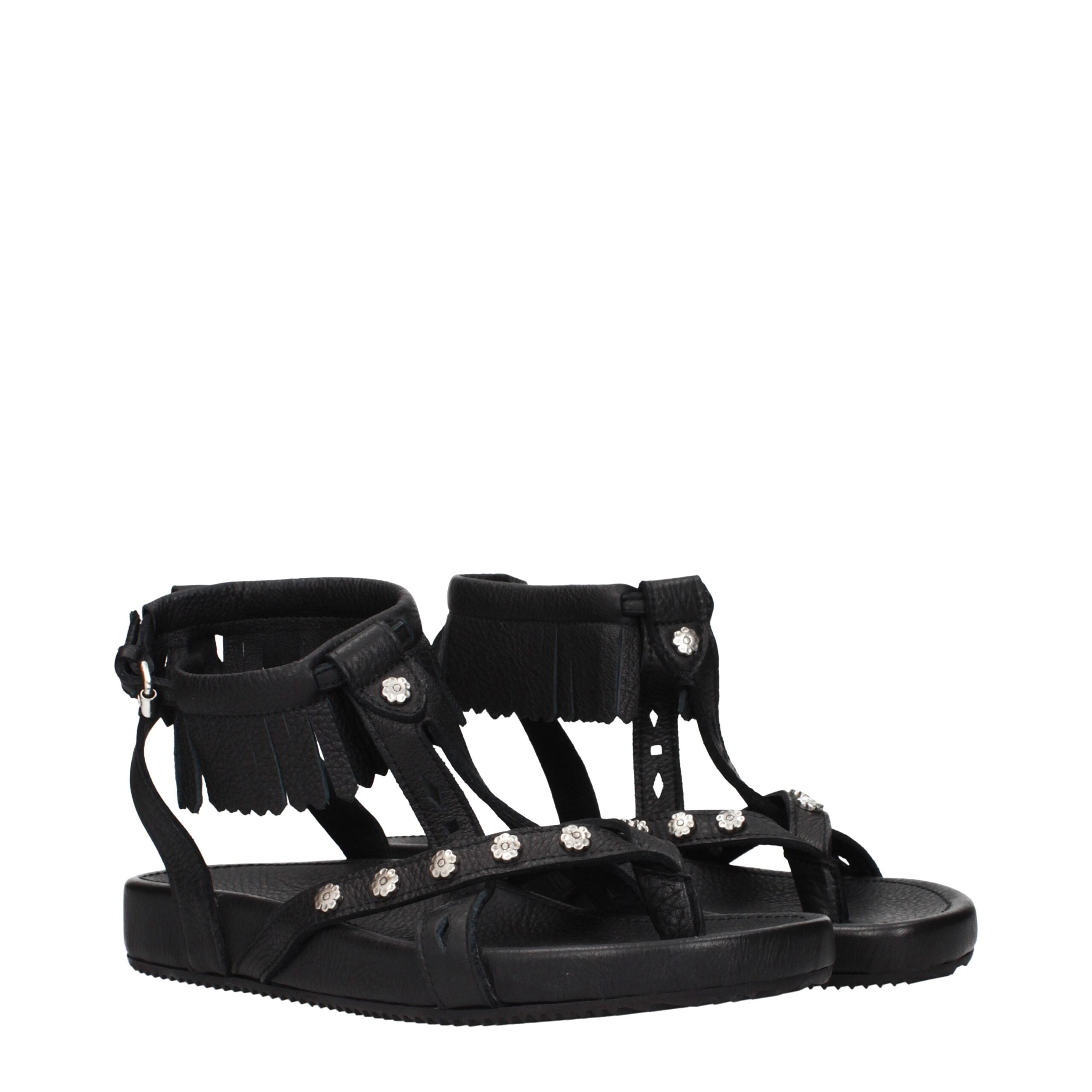 Isabel Marant Schwarze flache Sandalen aus Leder