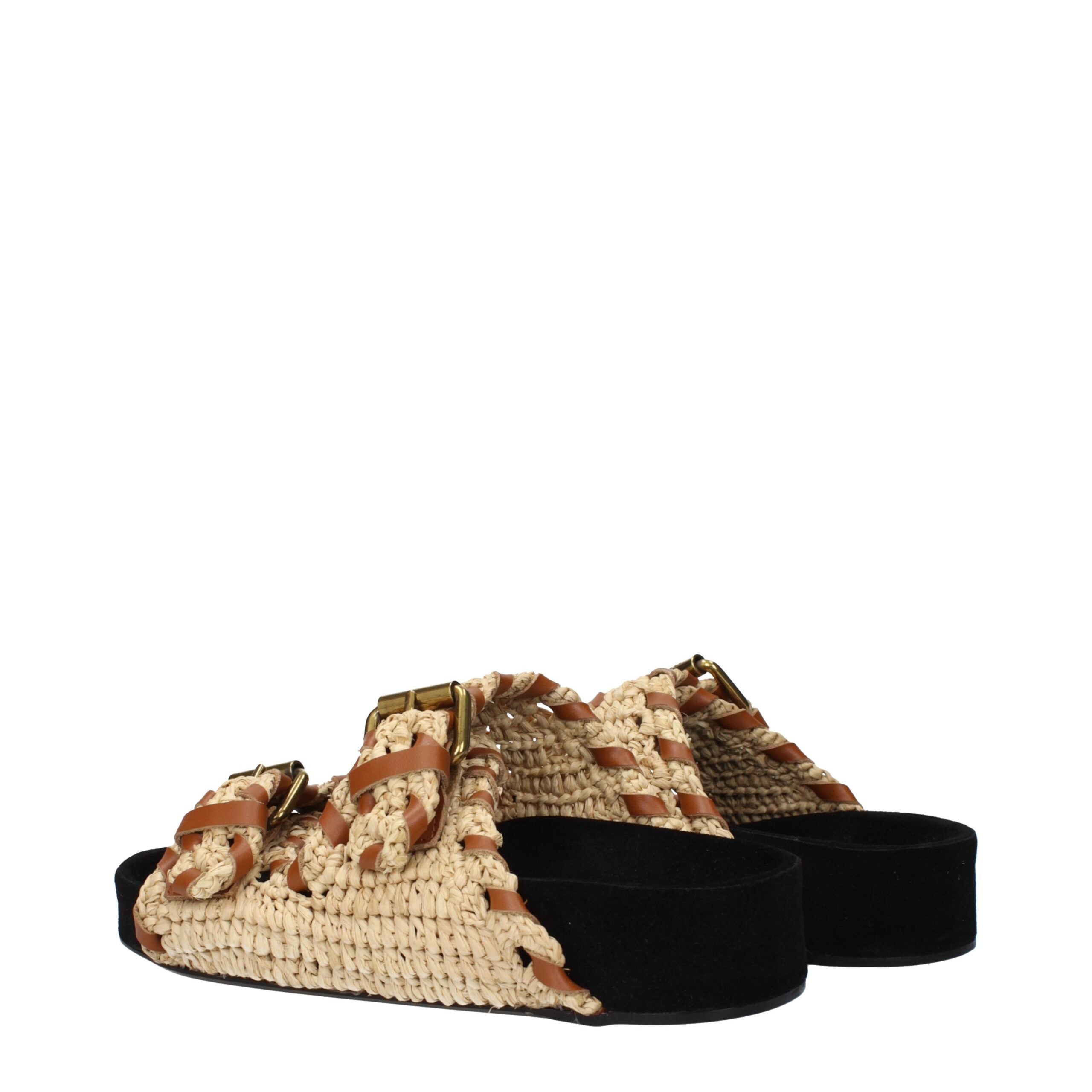 Isabel Marant Beigefarbene Raffia-Pantoffeln