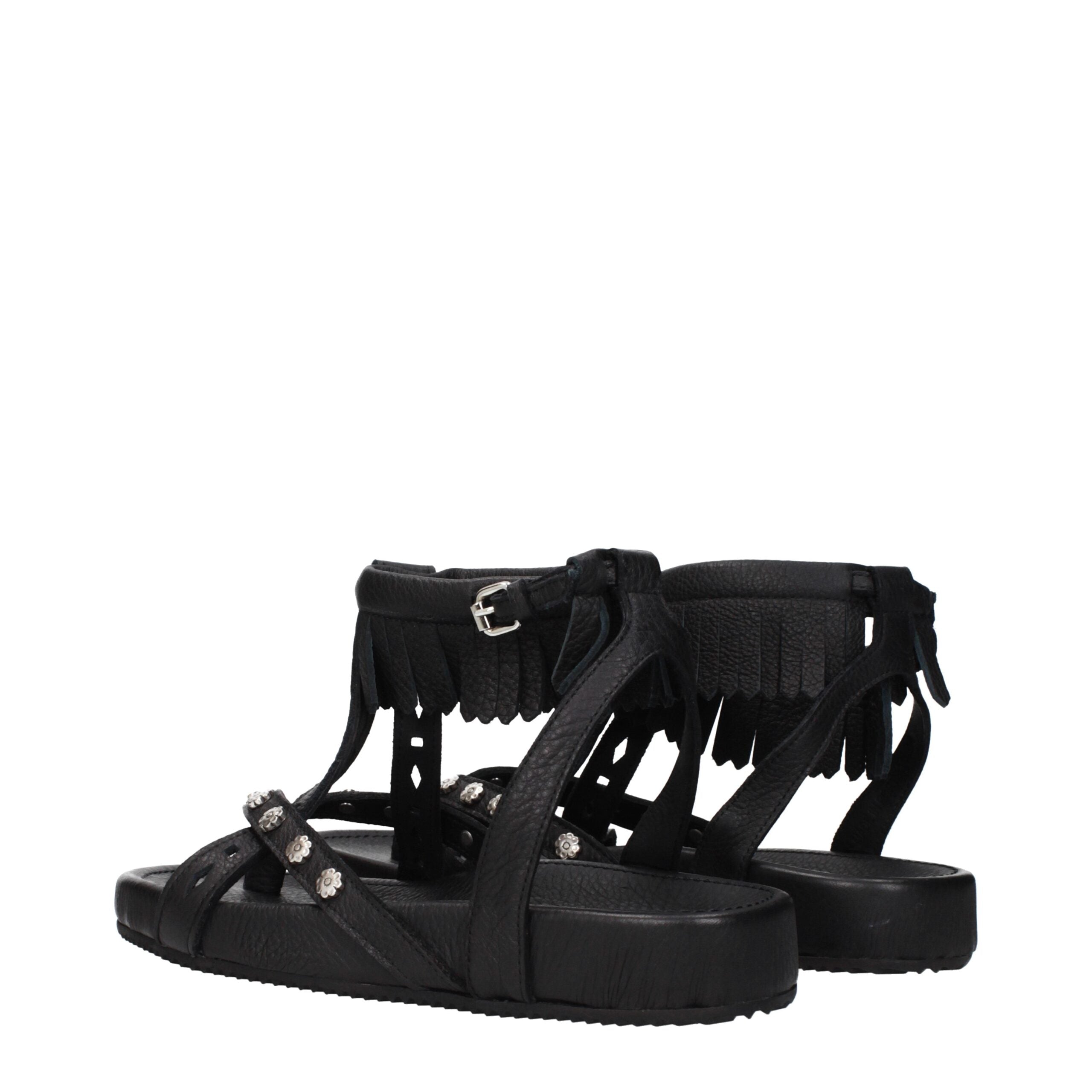 Isabel Marant Schwarze flache Sandalen aus Leder