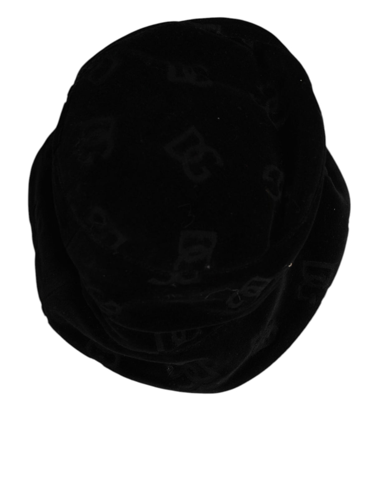 Dolce & Gabbana Schwarzer Cotton Suede Bucket Logo Capello Hut