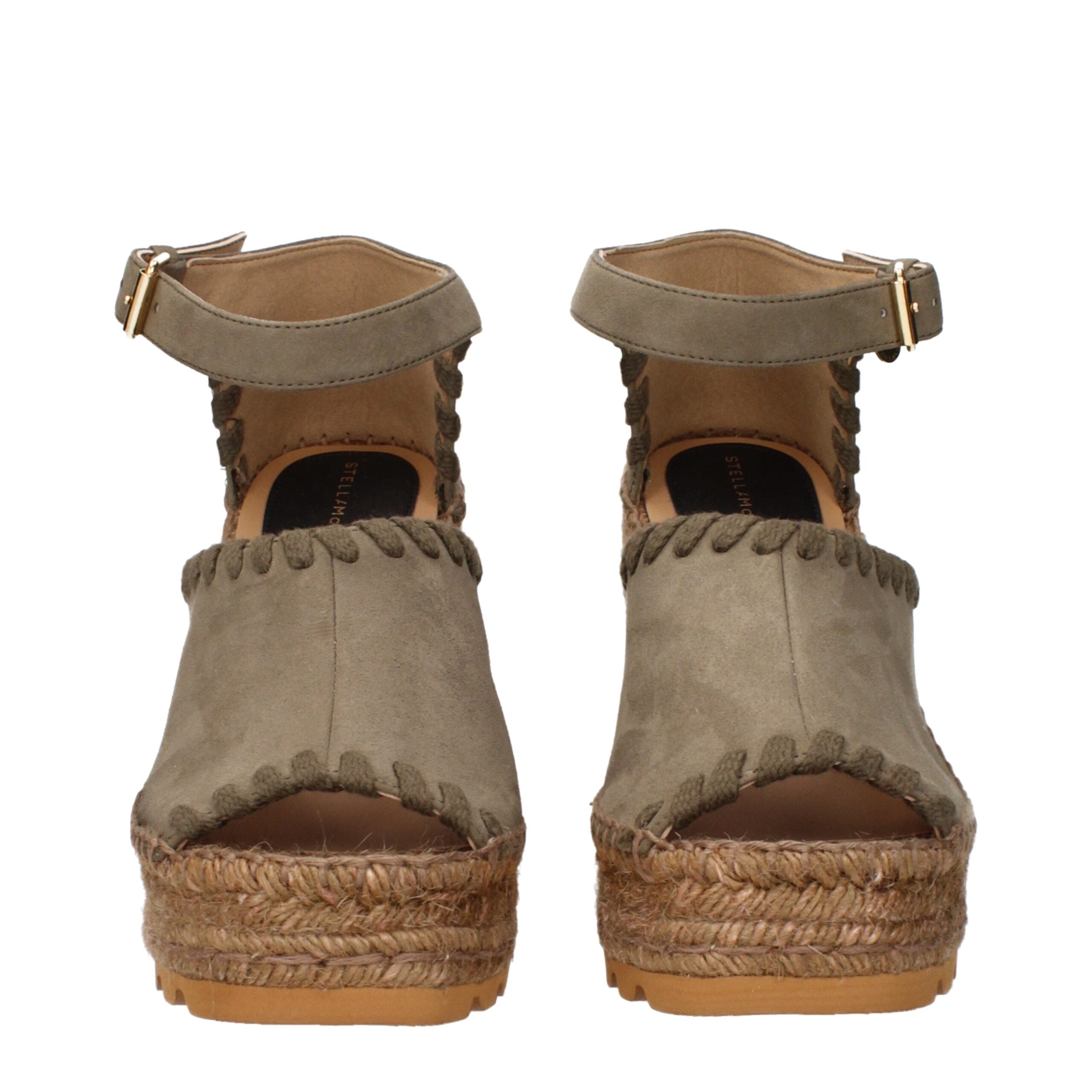 Stella McCartney Grüne Leder-Keilsandalen