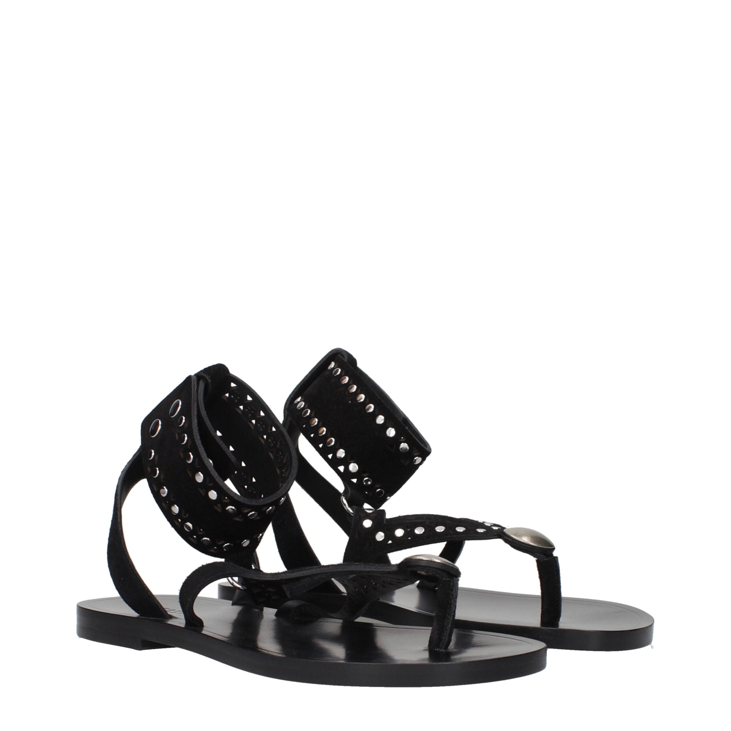 Isabel Marant Schwarze Leder-Flip-Flop-Sandalen