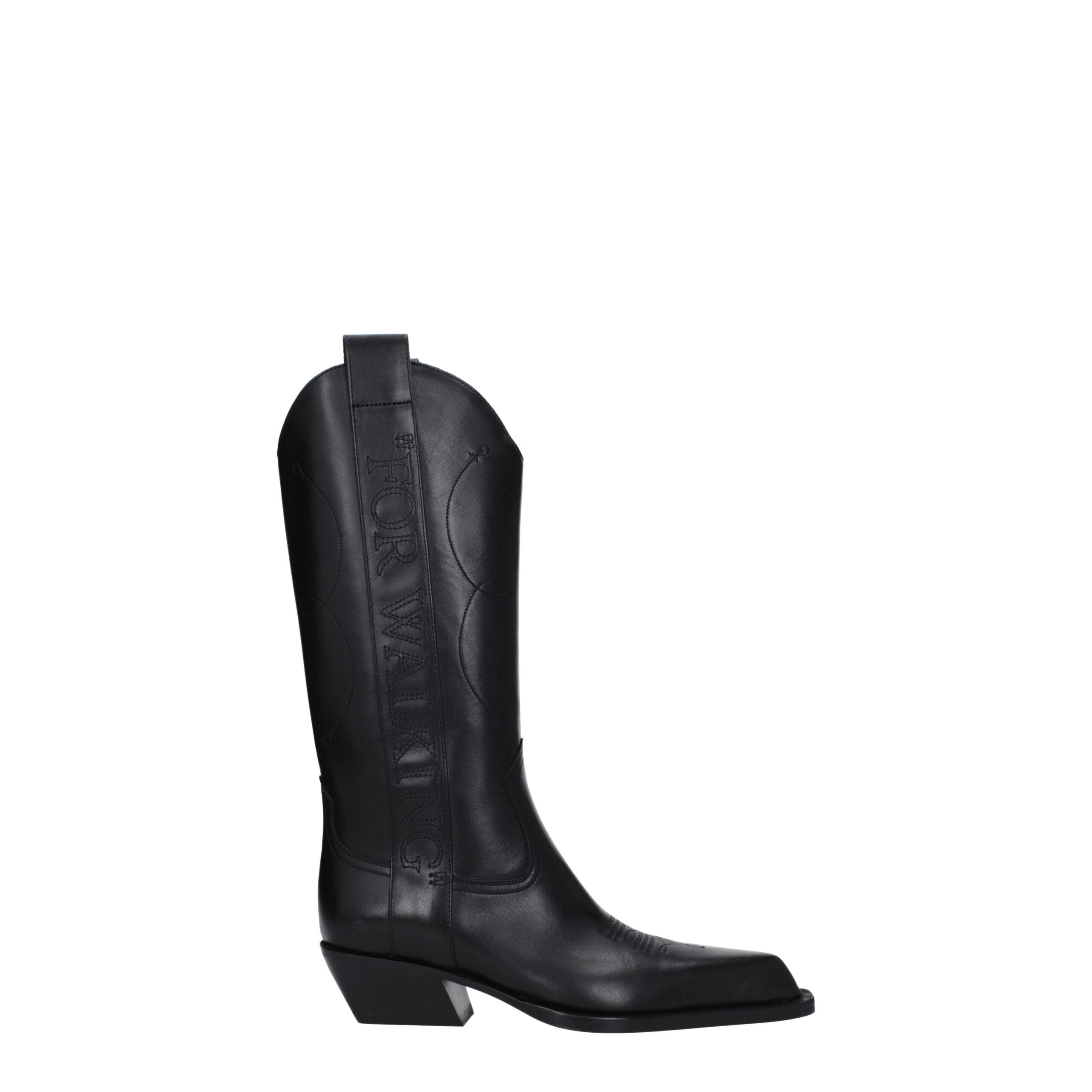 Off-White Schwarze Lederstiefel