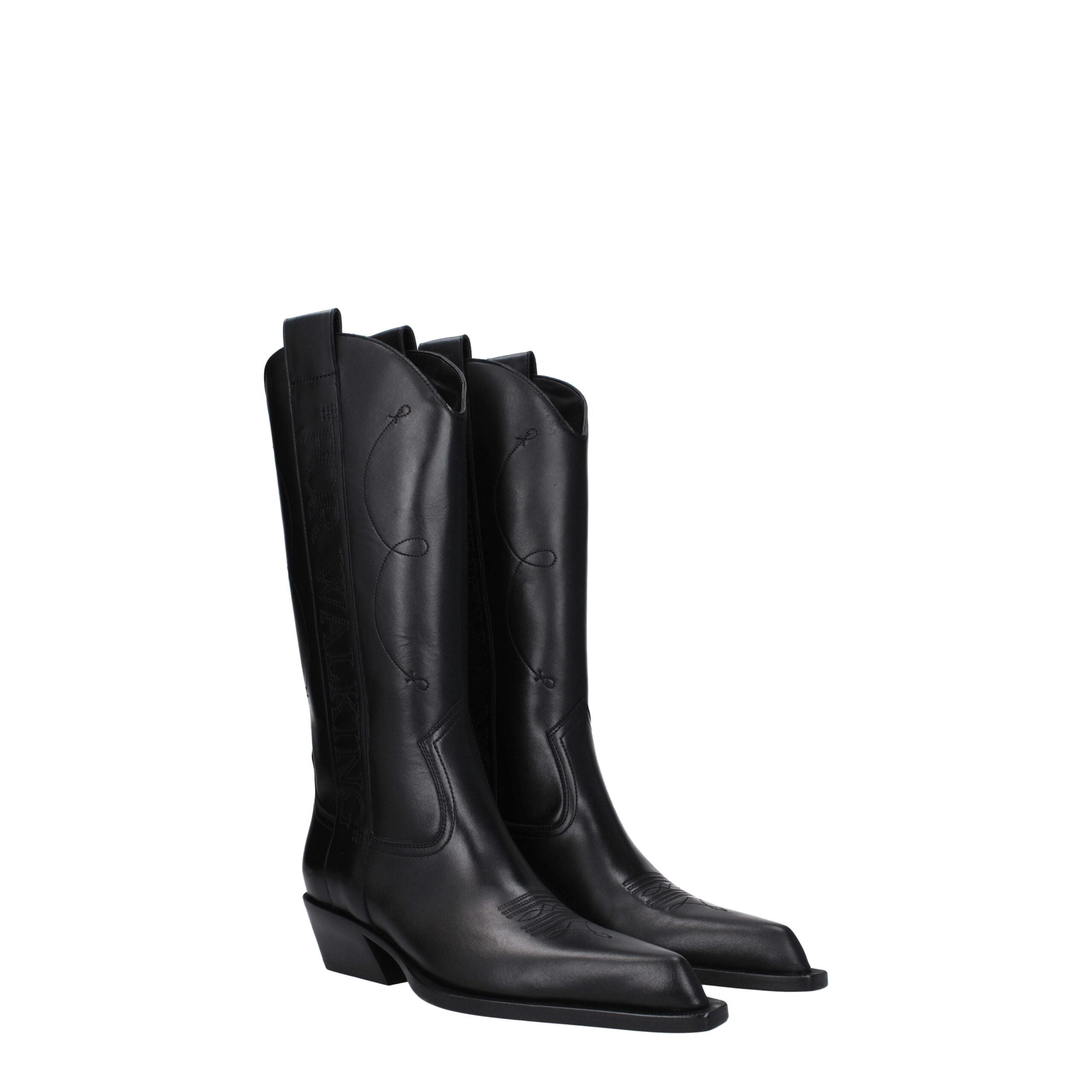 Off-White Schwarze Lederstiefel