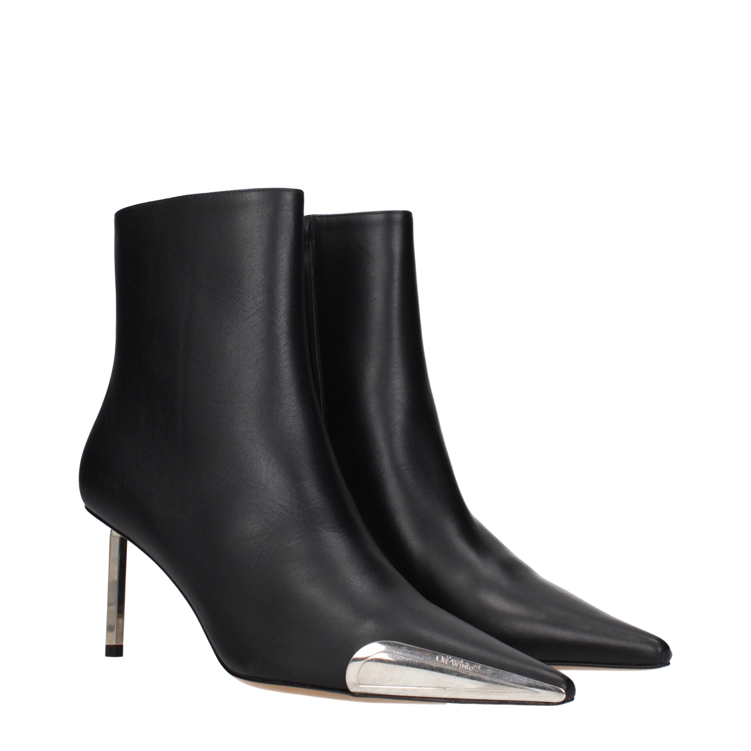 Off-White Schwarze Leder-Stiefeletten