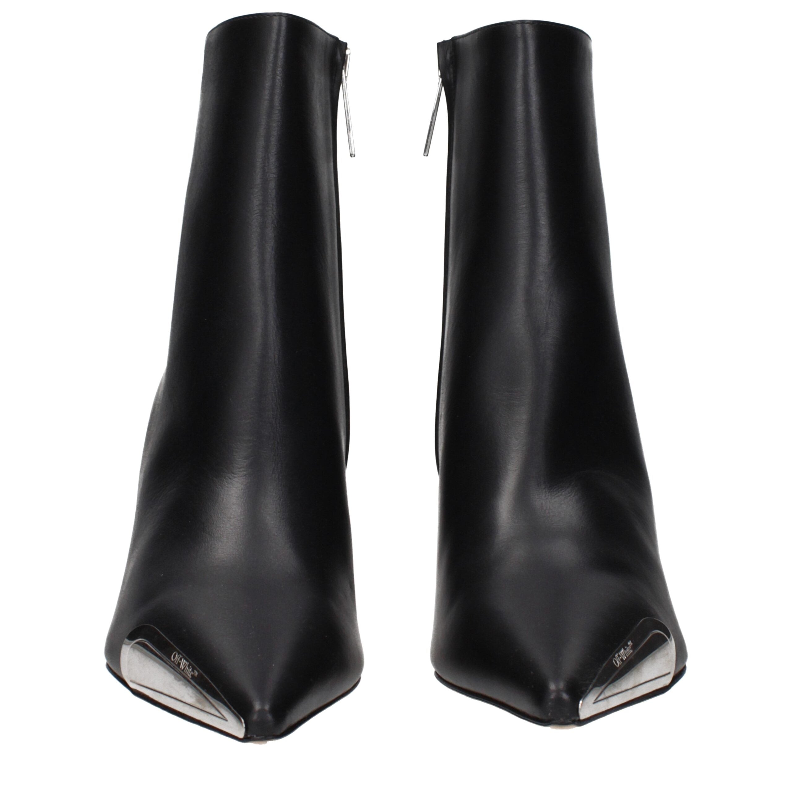 Off-White Schwarze Leder-Stiefeletten