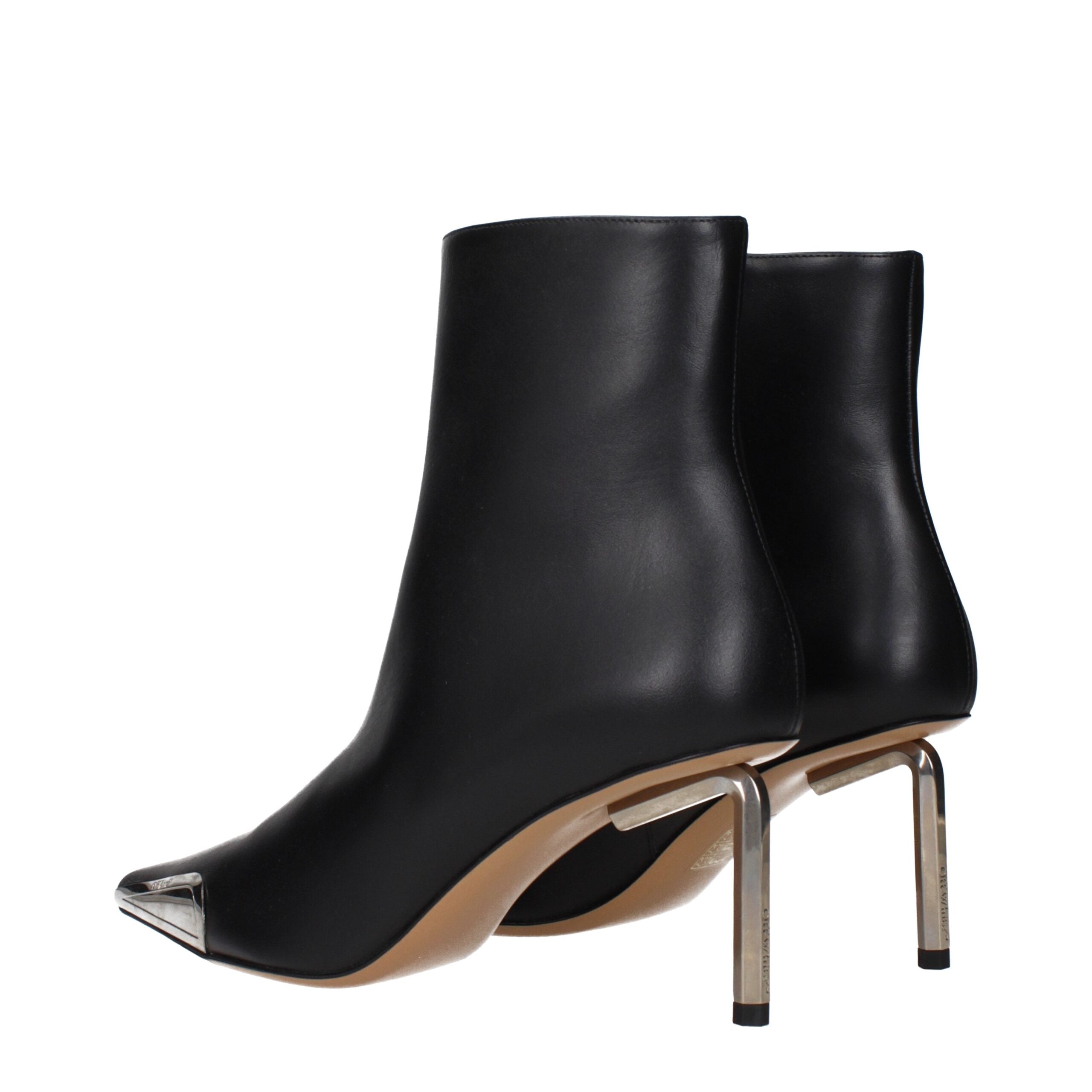 Off-White Schwarze Leder-Stiefeletten