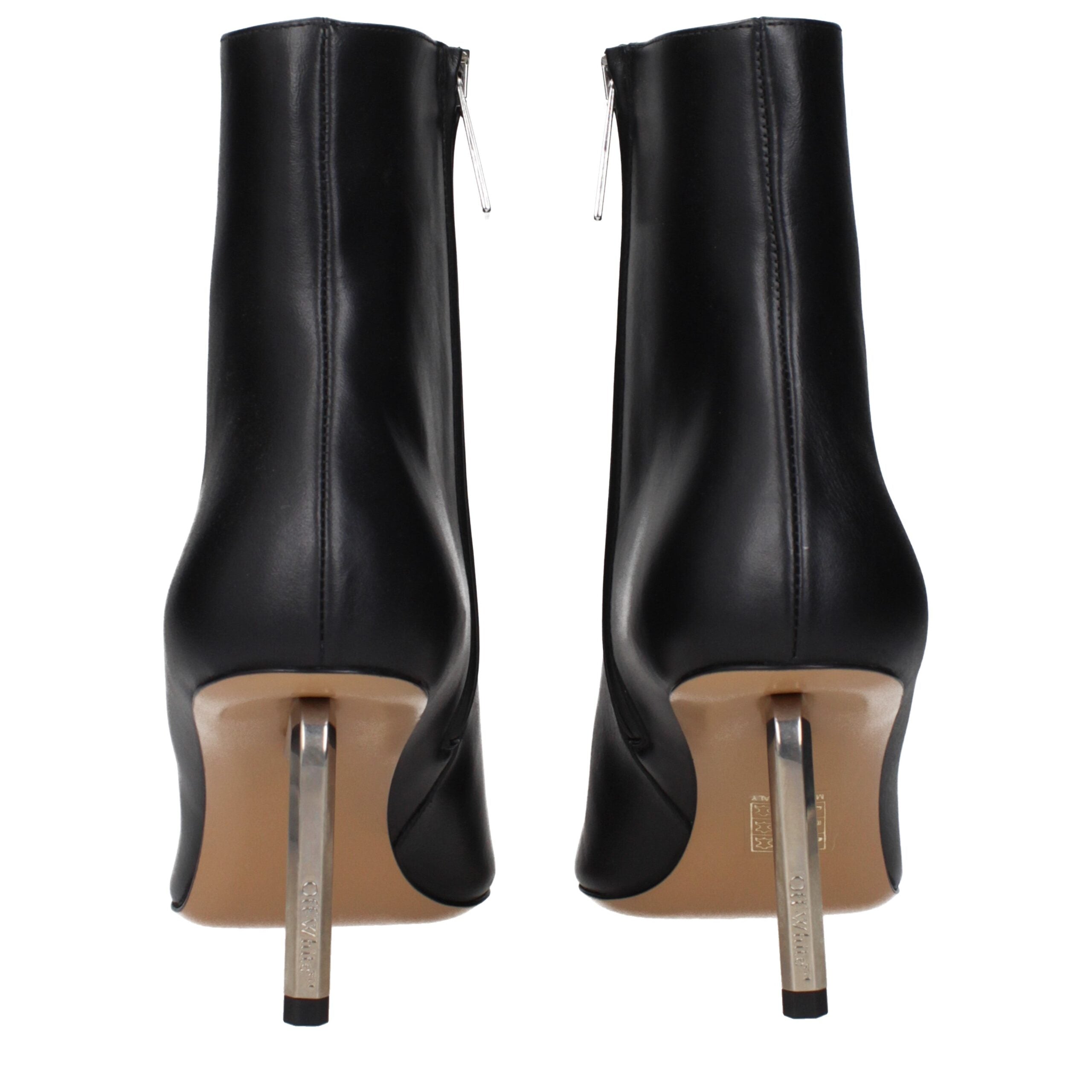 Off-White Schwarze Leder-Stiefeletten