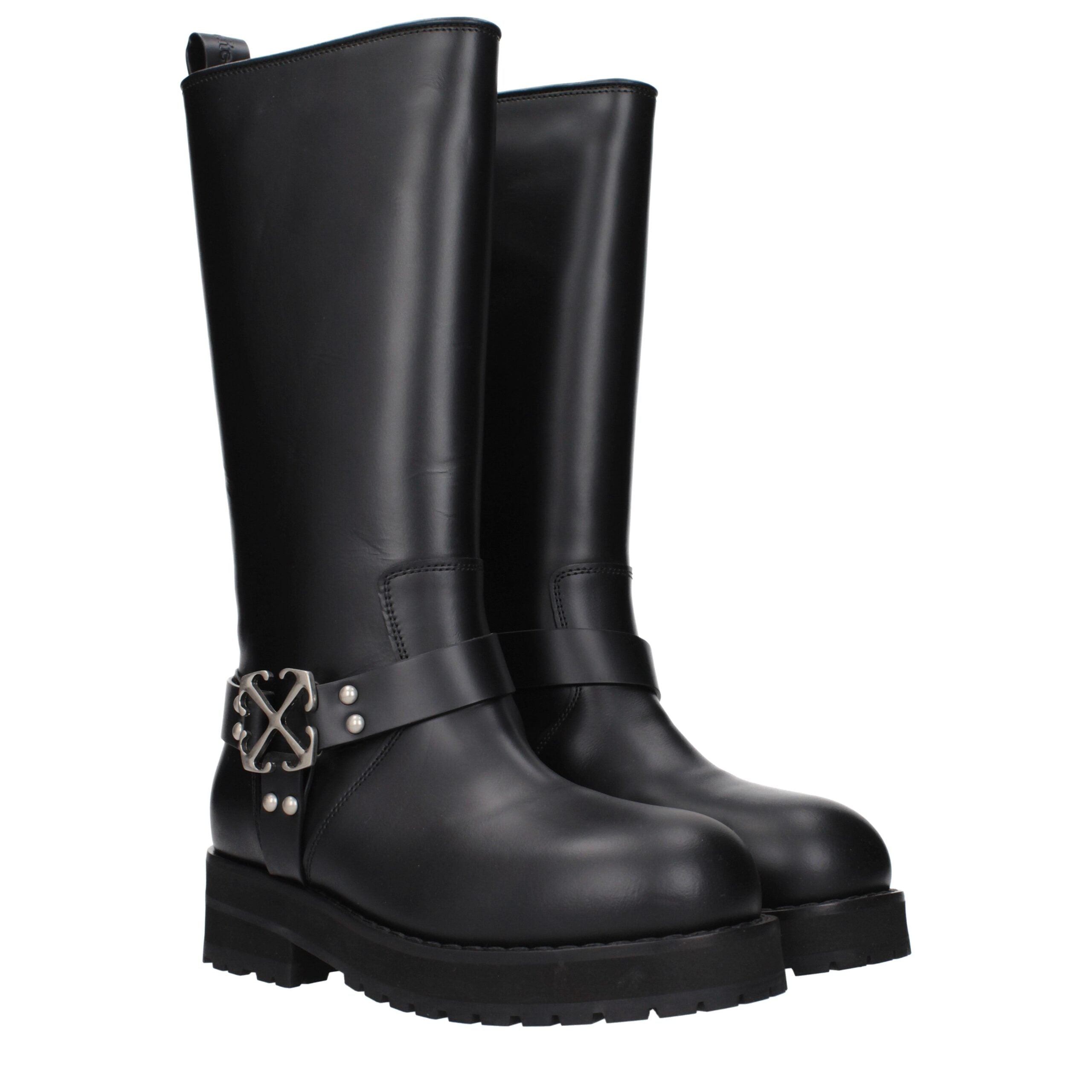 Off-White Schwarze Lederstiefel