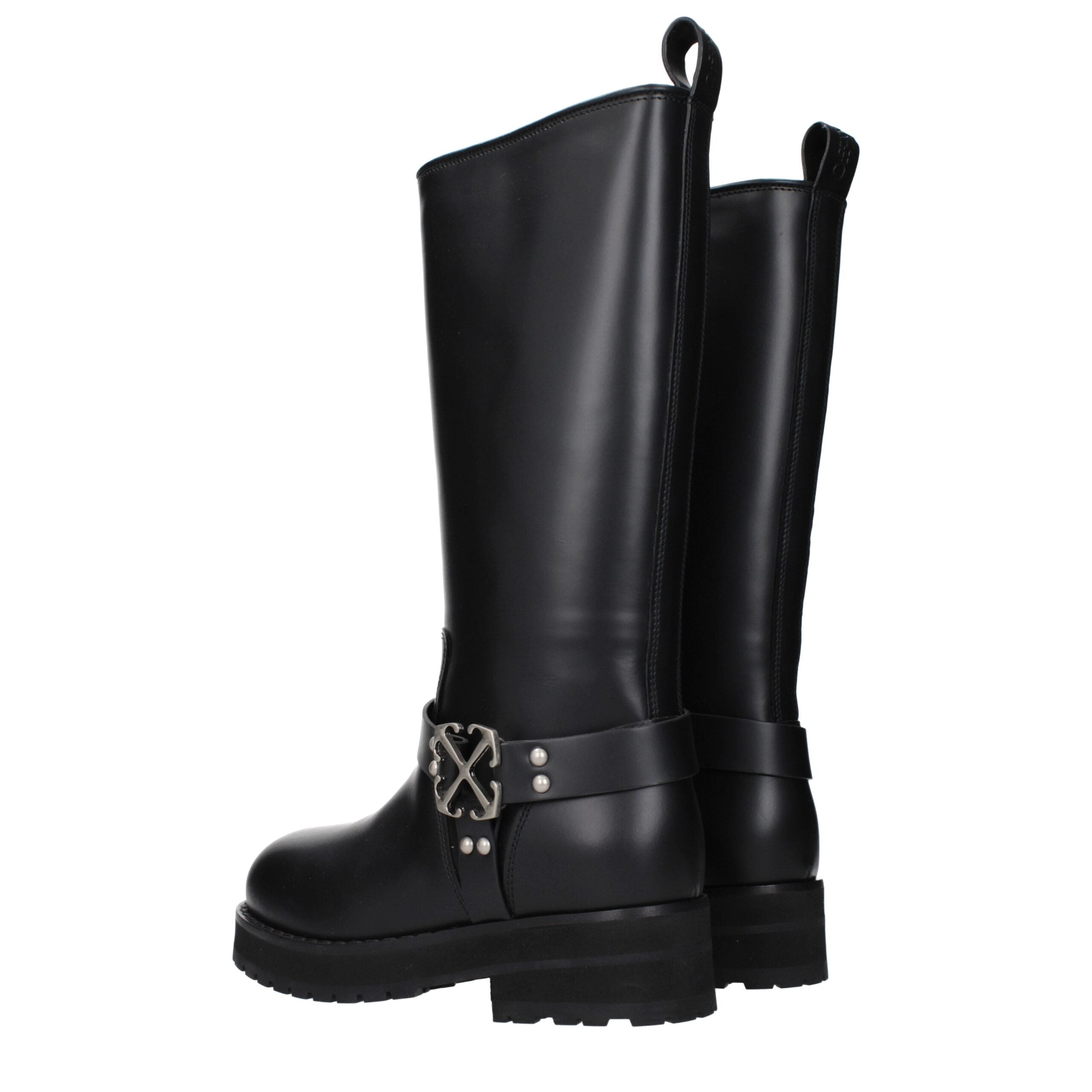 Off-White Schwarze Lederstiefel
