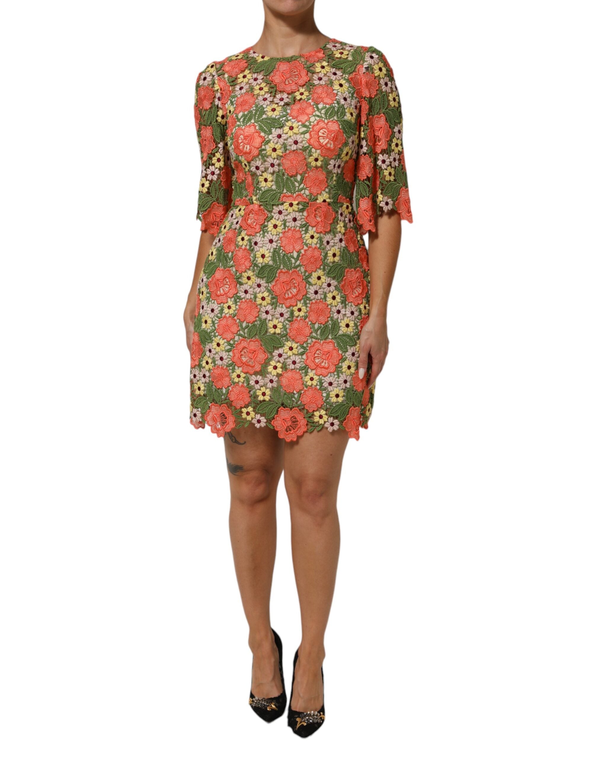 Dolce & Gabbana Mehrfarbiges, mit Blumen besticktes Aline-Minikleid