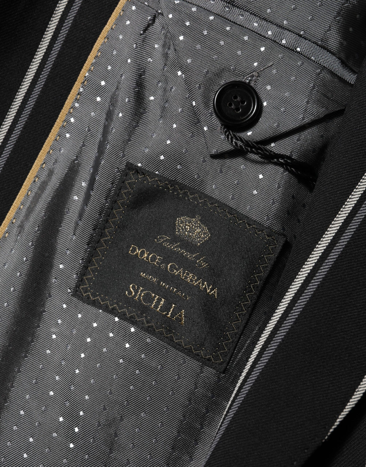 Dolce & Gabbana Schwarz gestreifter SICILIA 1-Knopf Anzug Blazer