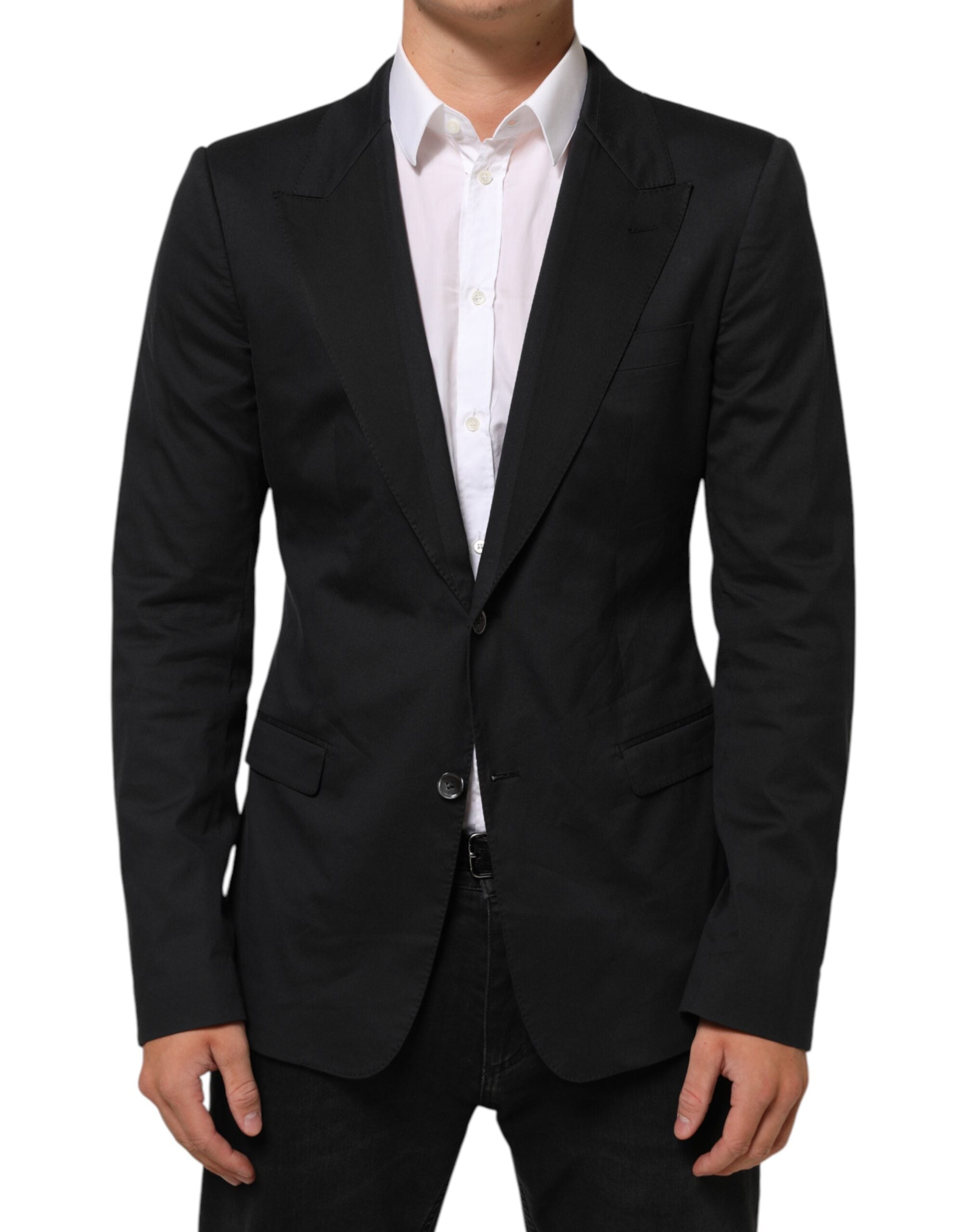 Dolce & Gabbana Schwarz Baumwolle 2 Knöpfe Anzug Jacke Blazer