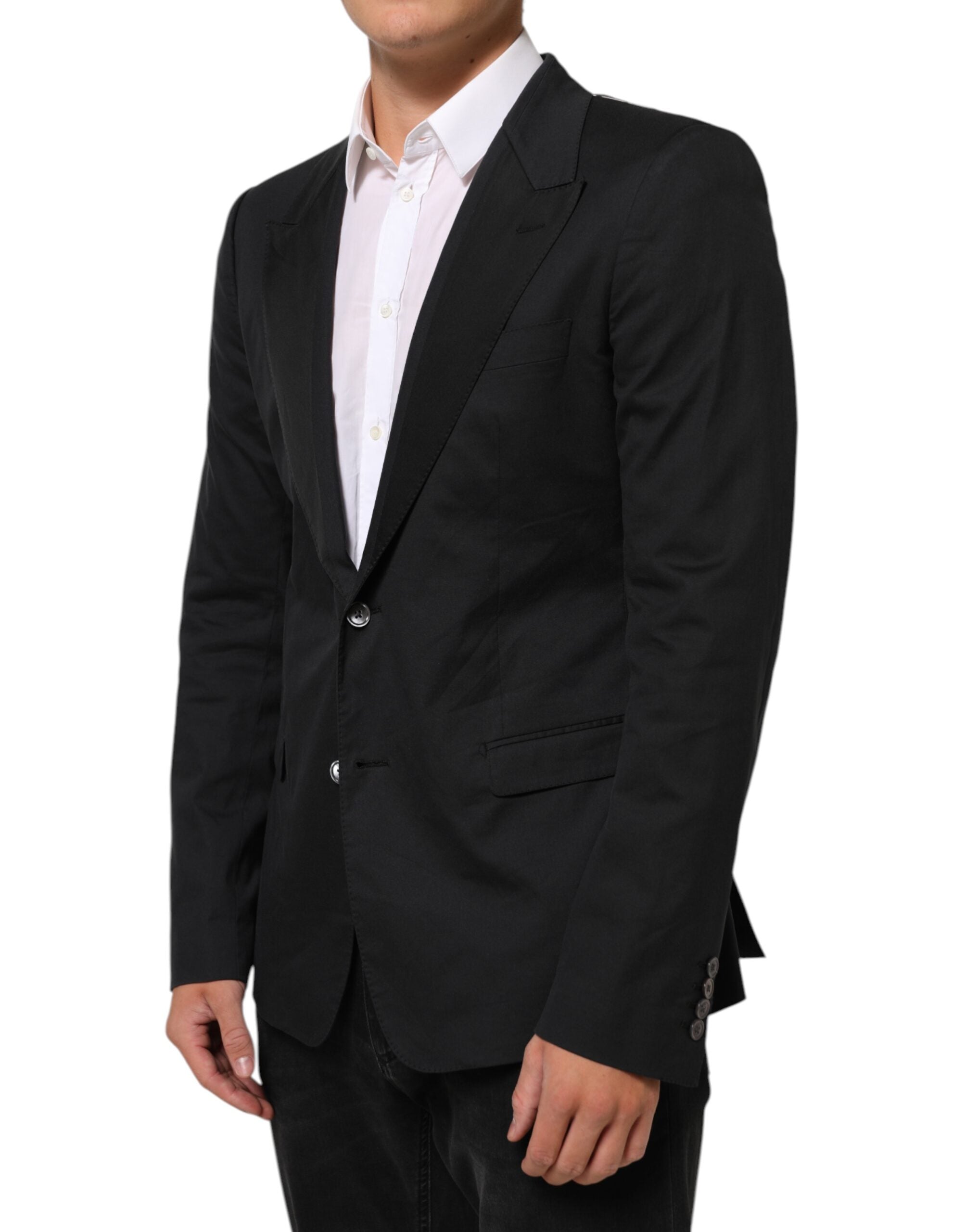 Dolce & Gabbana Schwarz Baumwolle 2 Knöpfe Anzug Jacke Blazer