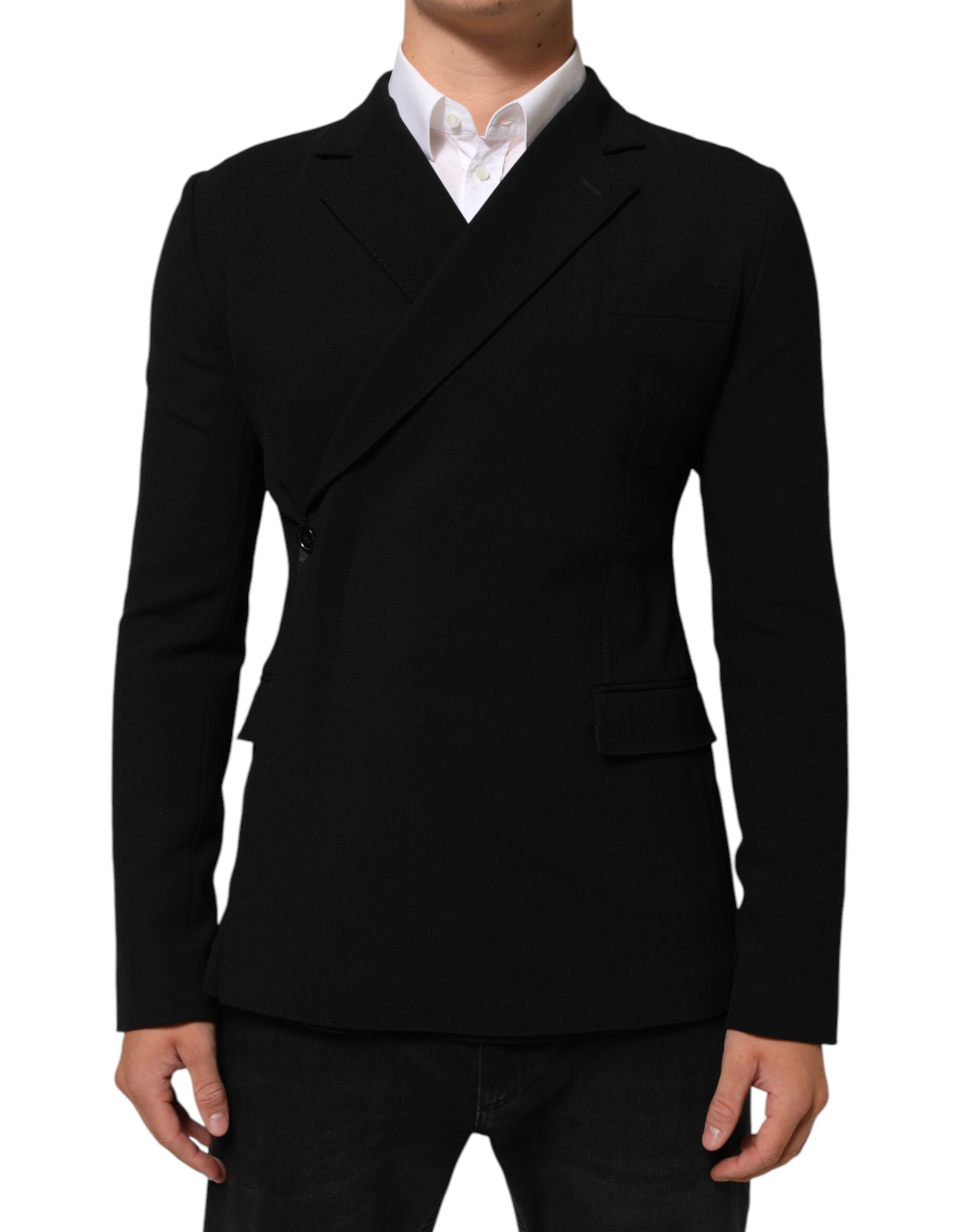 Dolce & Gabbana Schwarzer Woll-Blazer mit doppeltem Brustton der Überzeugung