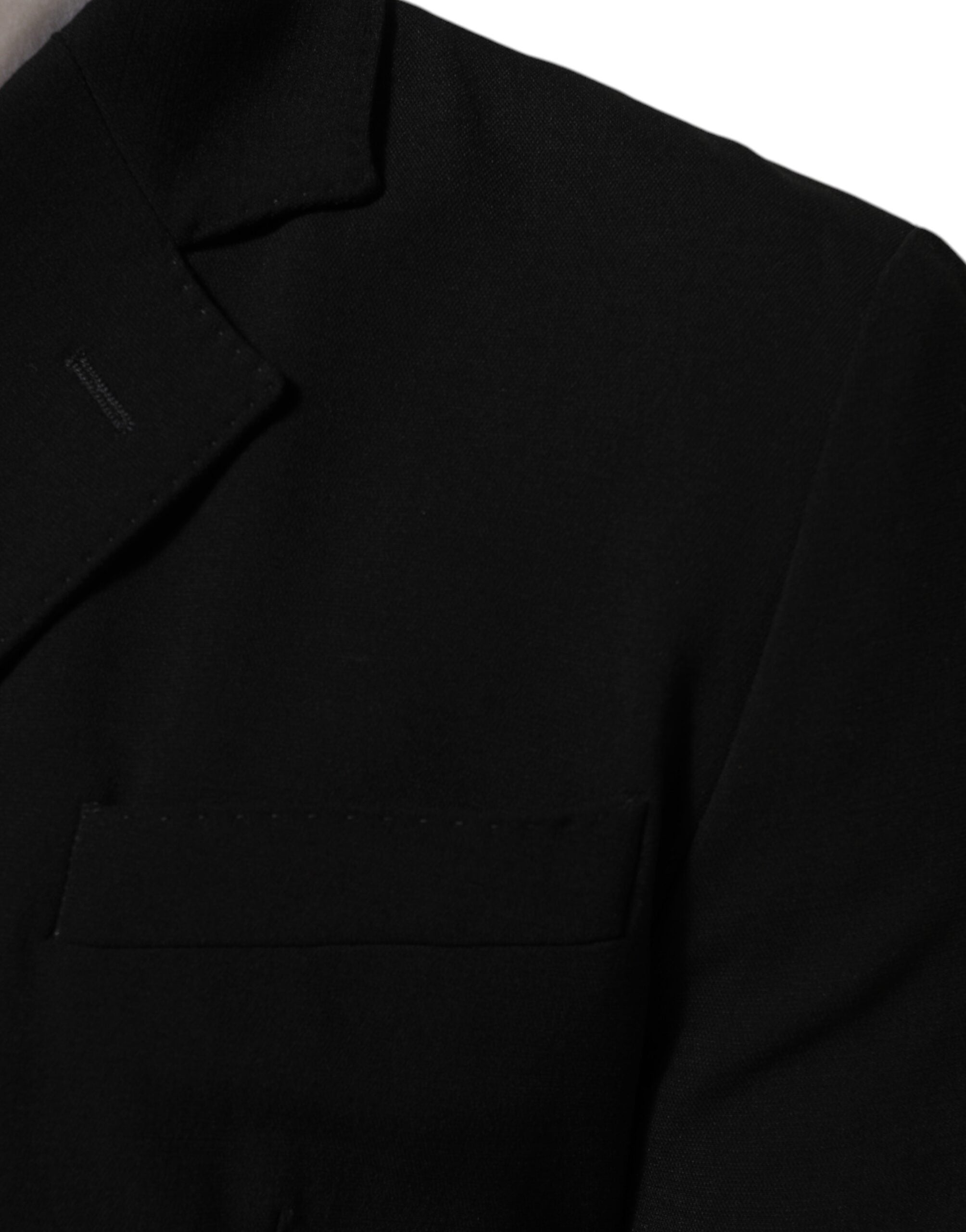 Dolce & Gabbana Schwarzer Woll-Blazer mit doppeltem Brustton der Überzeugung