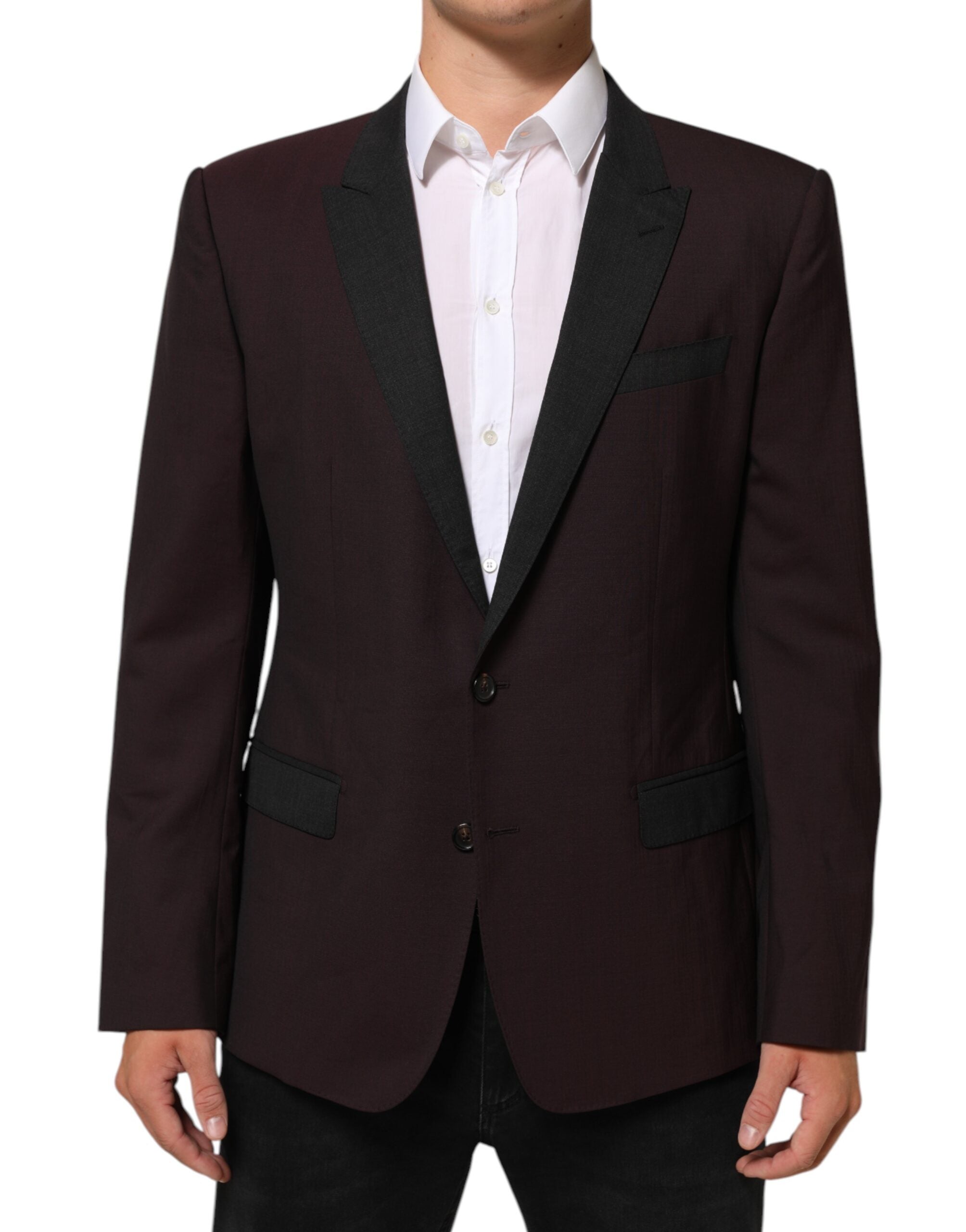 Dolce & Gabbana Maroon Wolle 2 Knöpfe Anzug Jacke Blazer